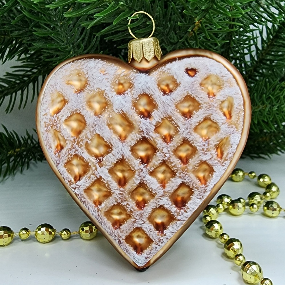 фото Стеклянная елочная игрушка Вафелька