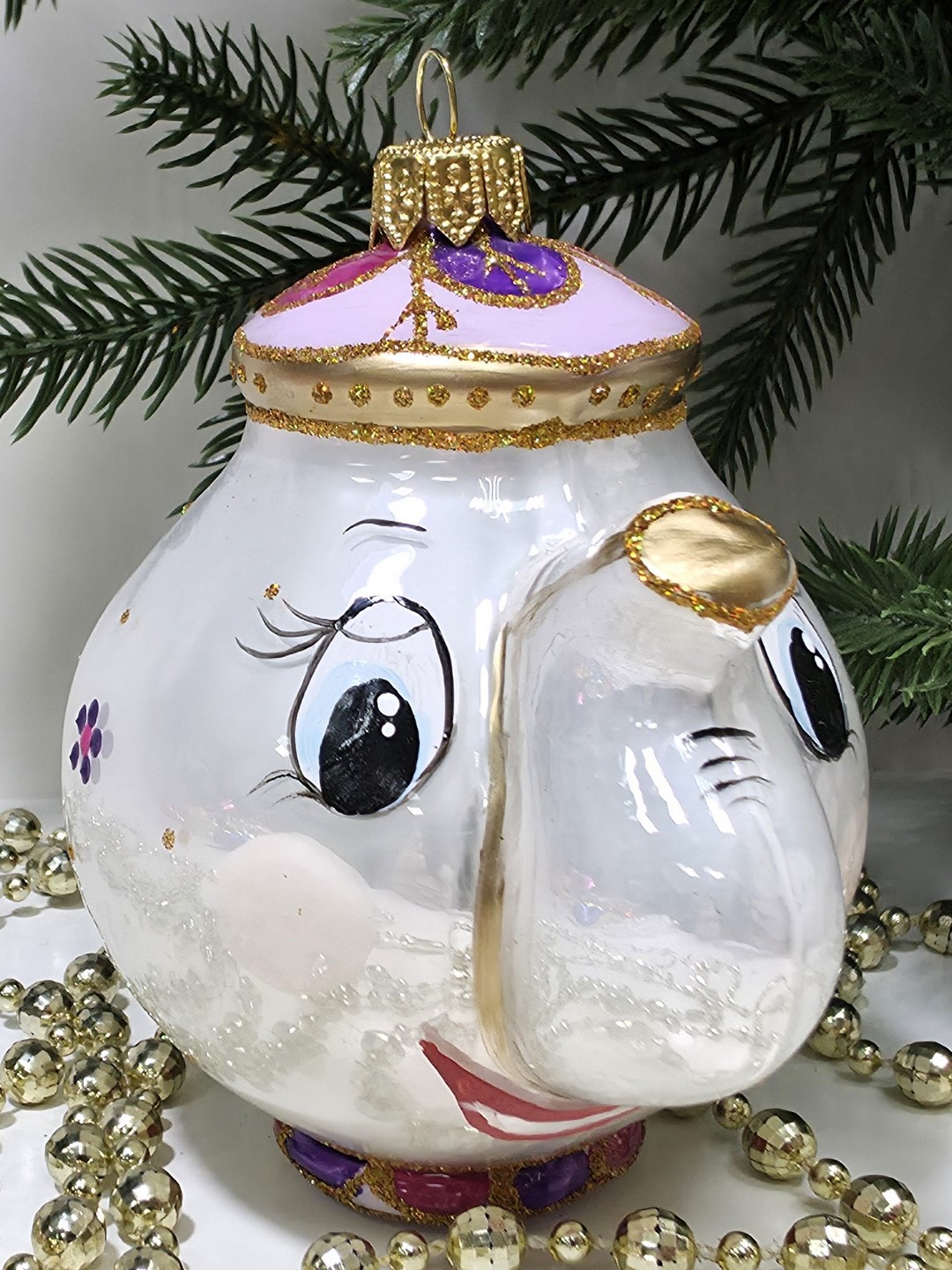 фото Стеклянная елочная игрушка Чайник