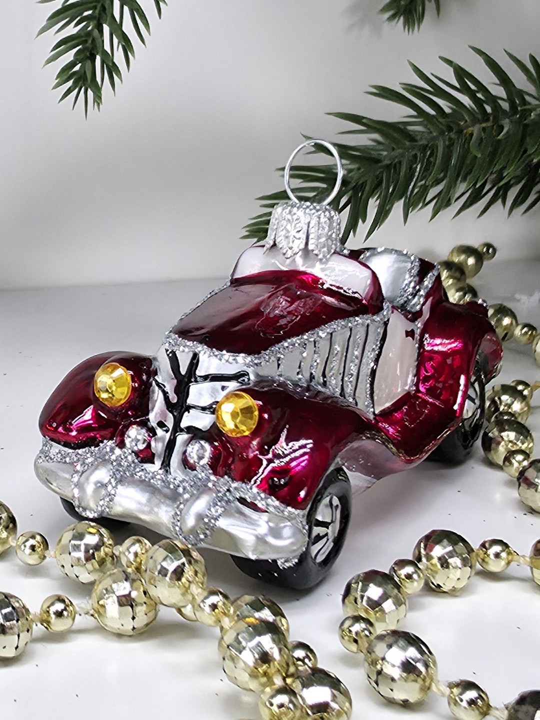 фото Стеклянная елочная игрушка Машинка - 5