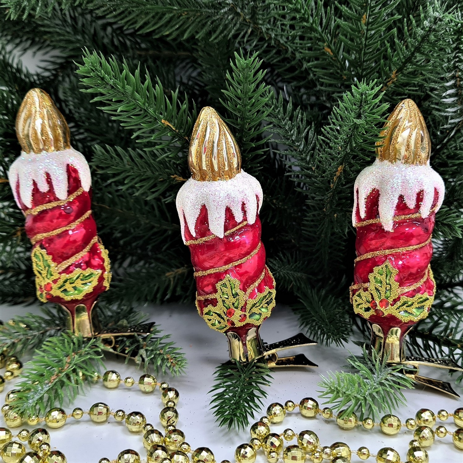 фото Набор ёлочных игрушек Свечи красные