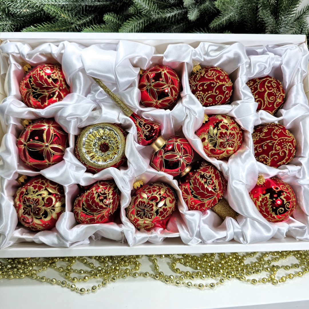 фото Набор елочных игрушек Бархат красный