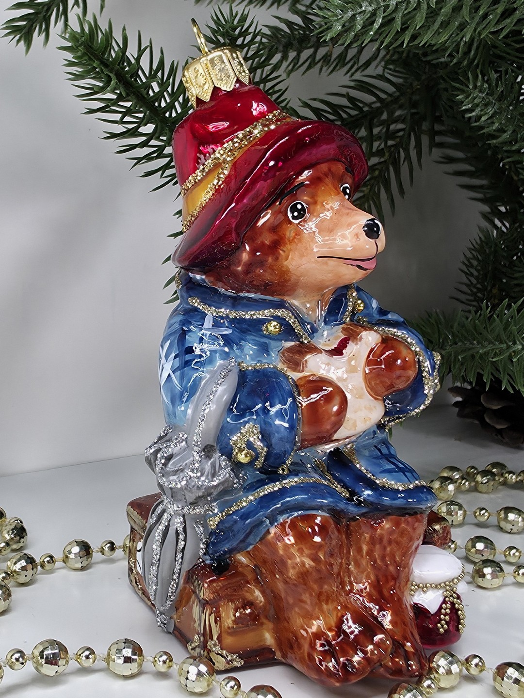 фото Стеклянная елочная игрушка Мишка Паддингтон