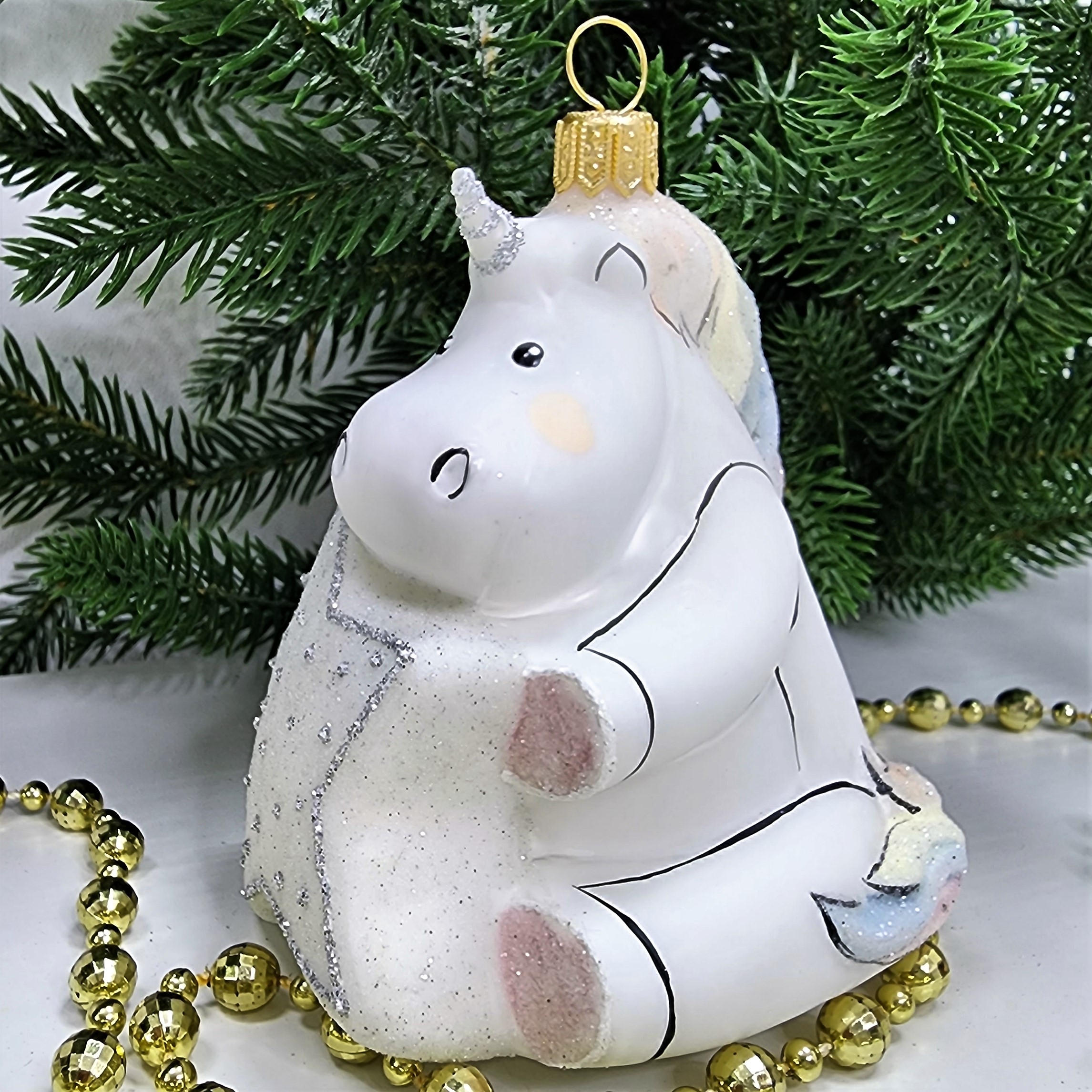 фото Стеклянная елочная игрушка Единорог