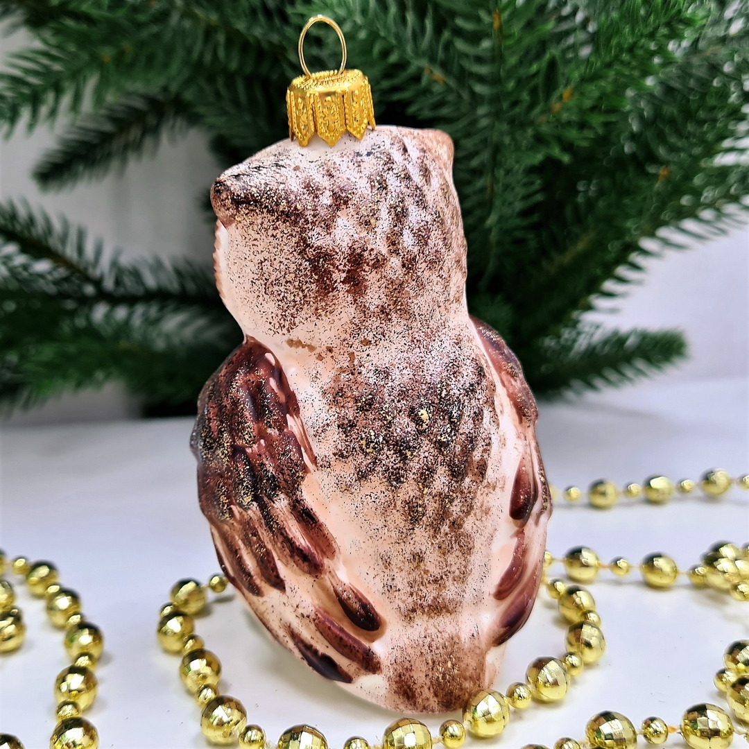 фото Стеклянная елочная игрушка Сова винтаж