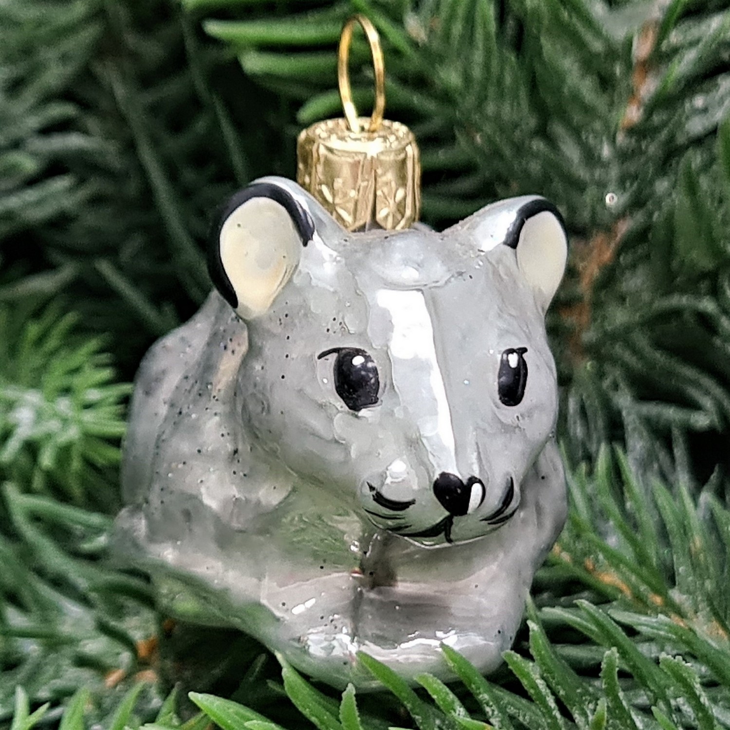 фото Стеклянная елочная игрушка Мышка малая