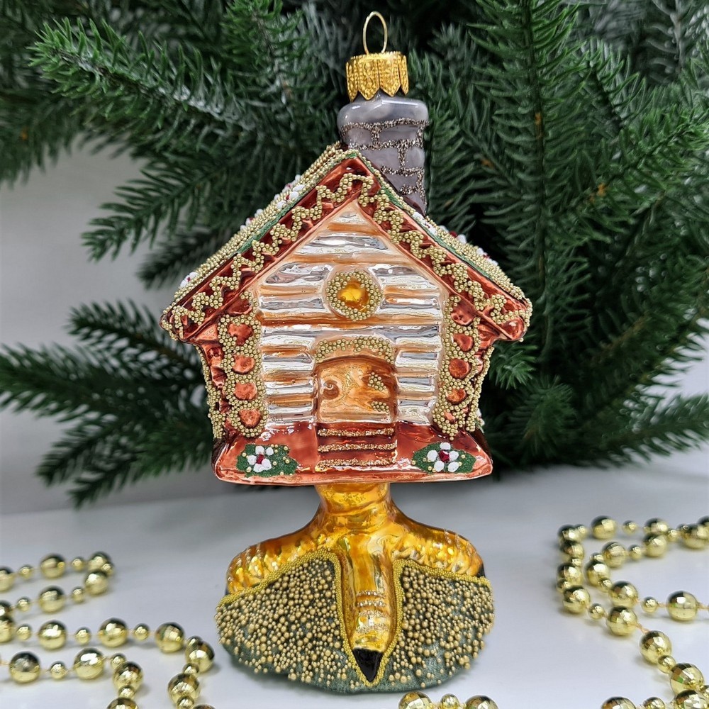 фото Стеклянная елочная игрушка Избушка на курьих ножках