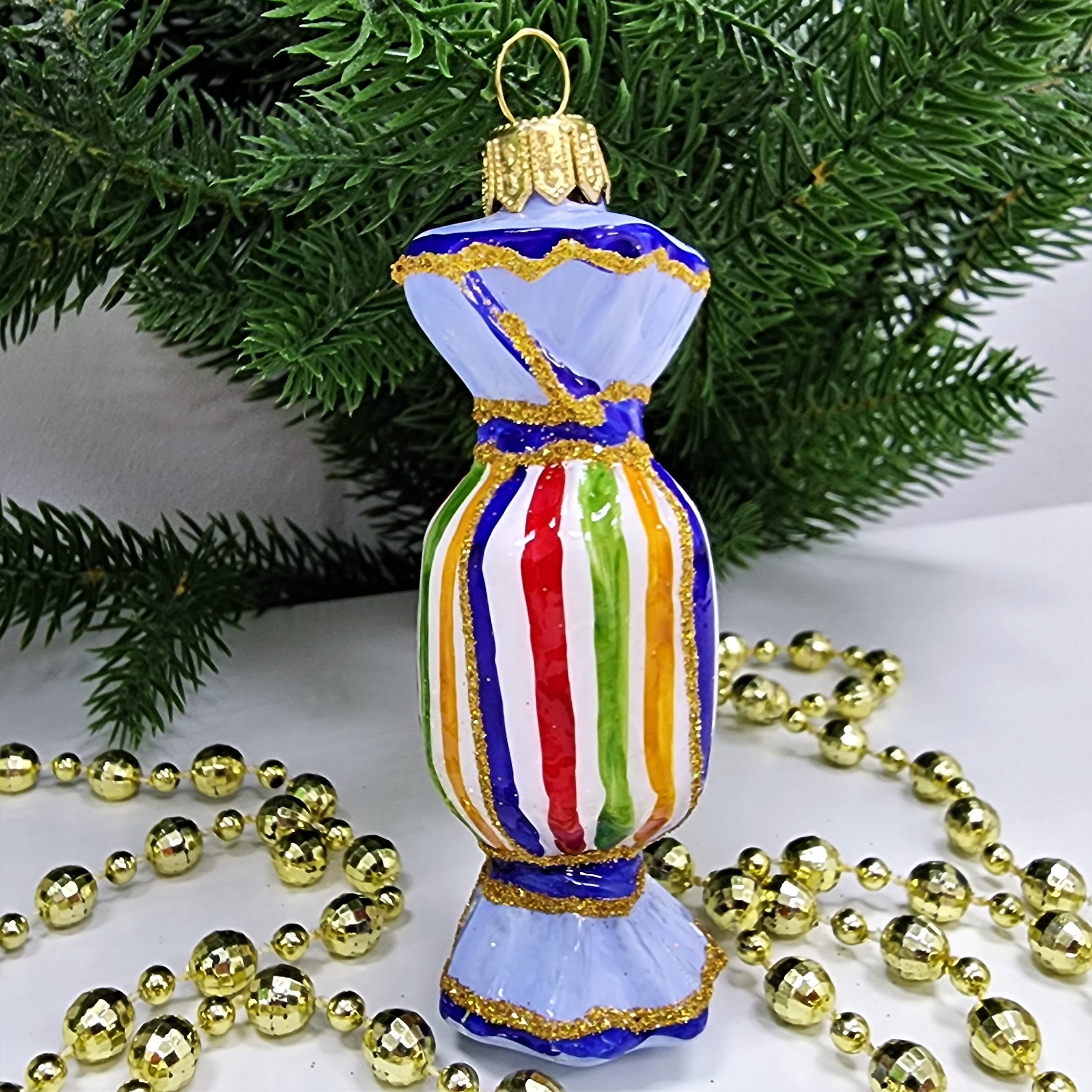 фото Стеклянная елочная игрушка Конфета