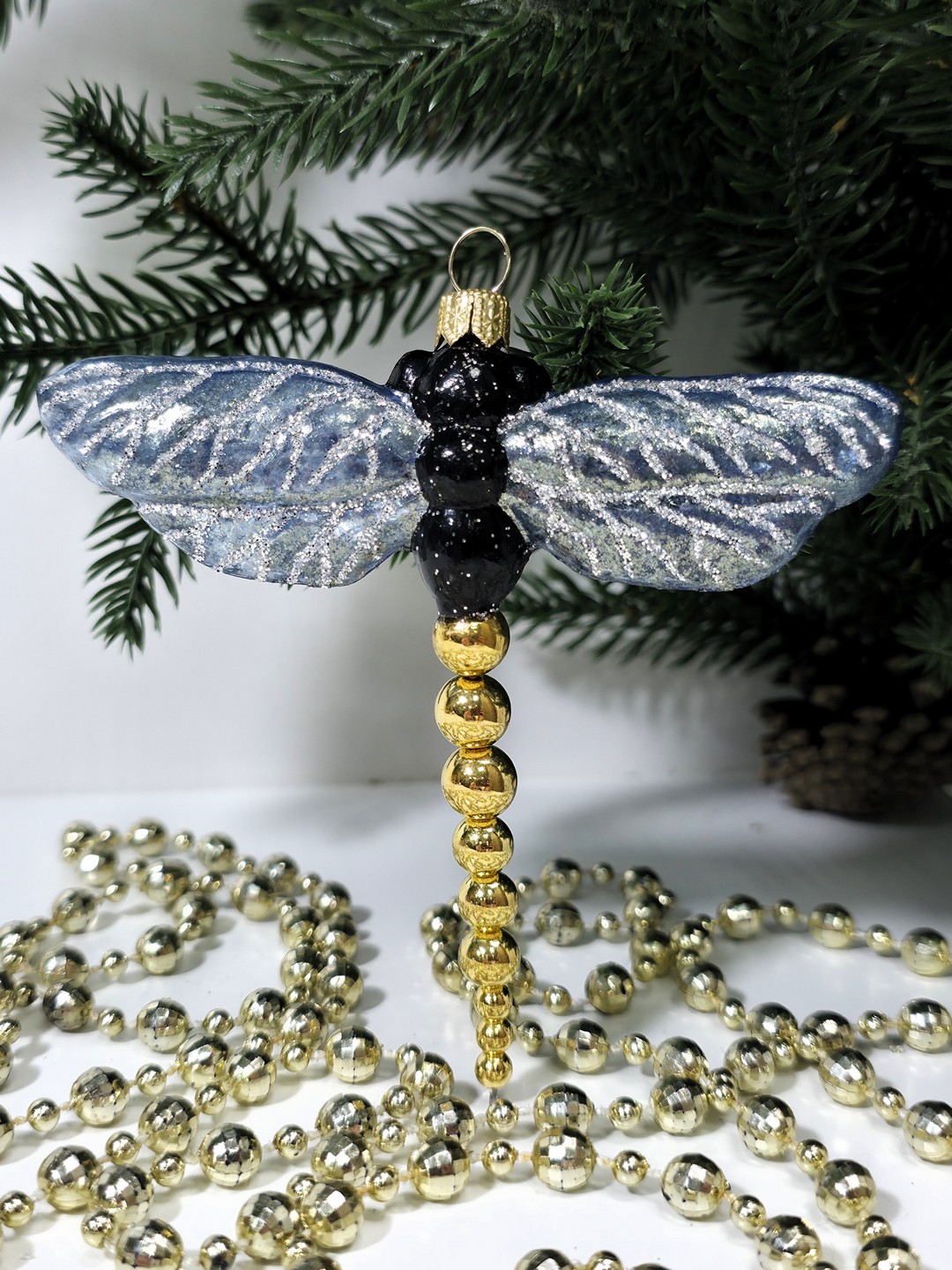 фото Стеклянная елочная игрушка Стрекоза