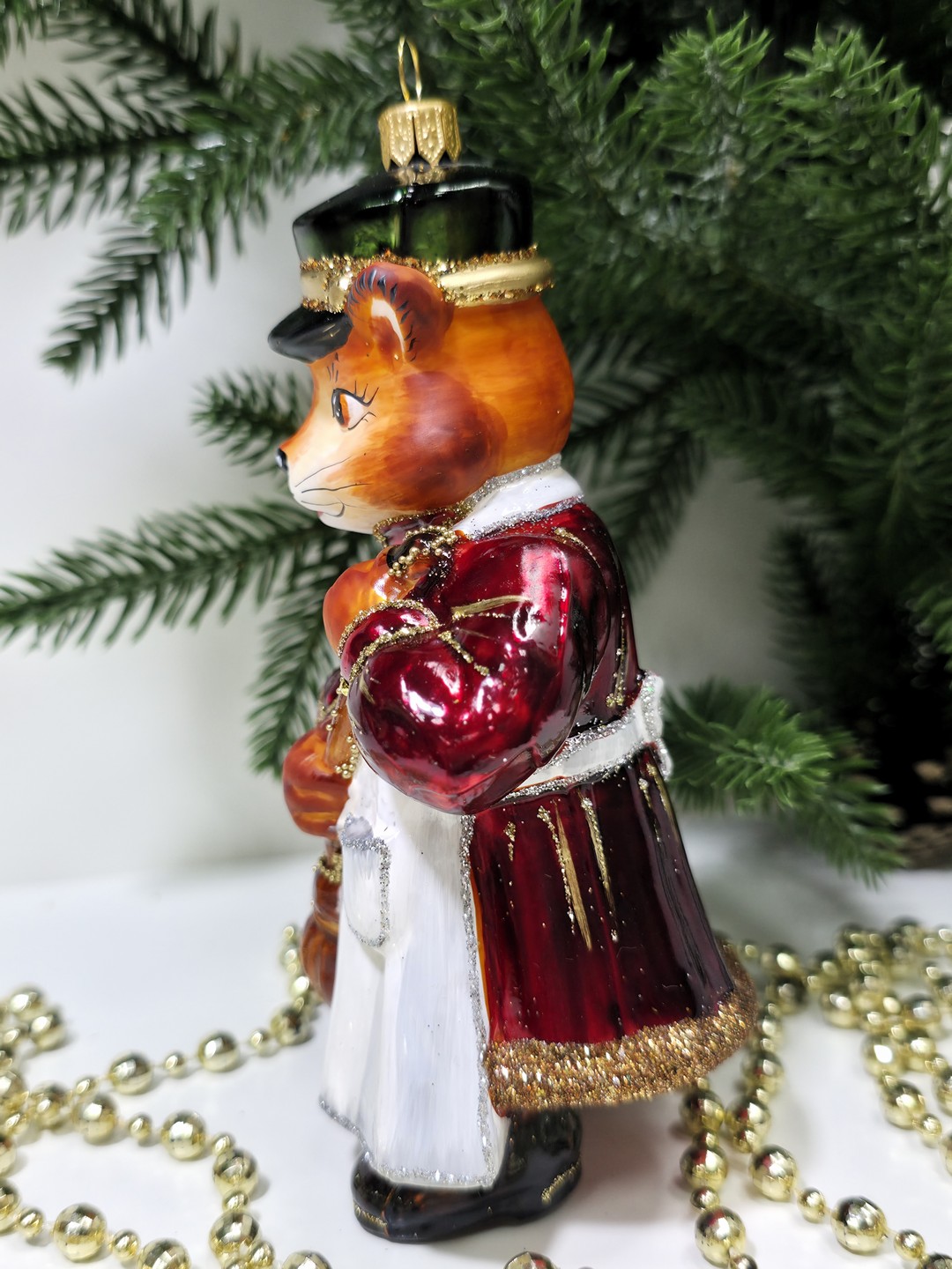 фото Стеклянная елочная игрушка Котофей дворник