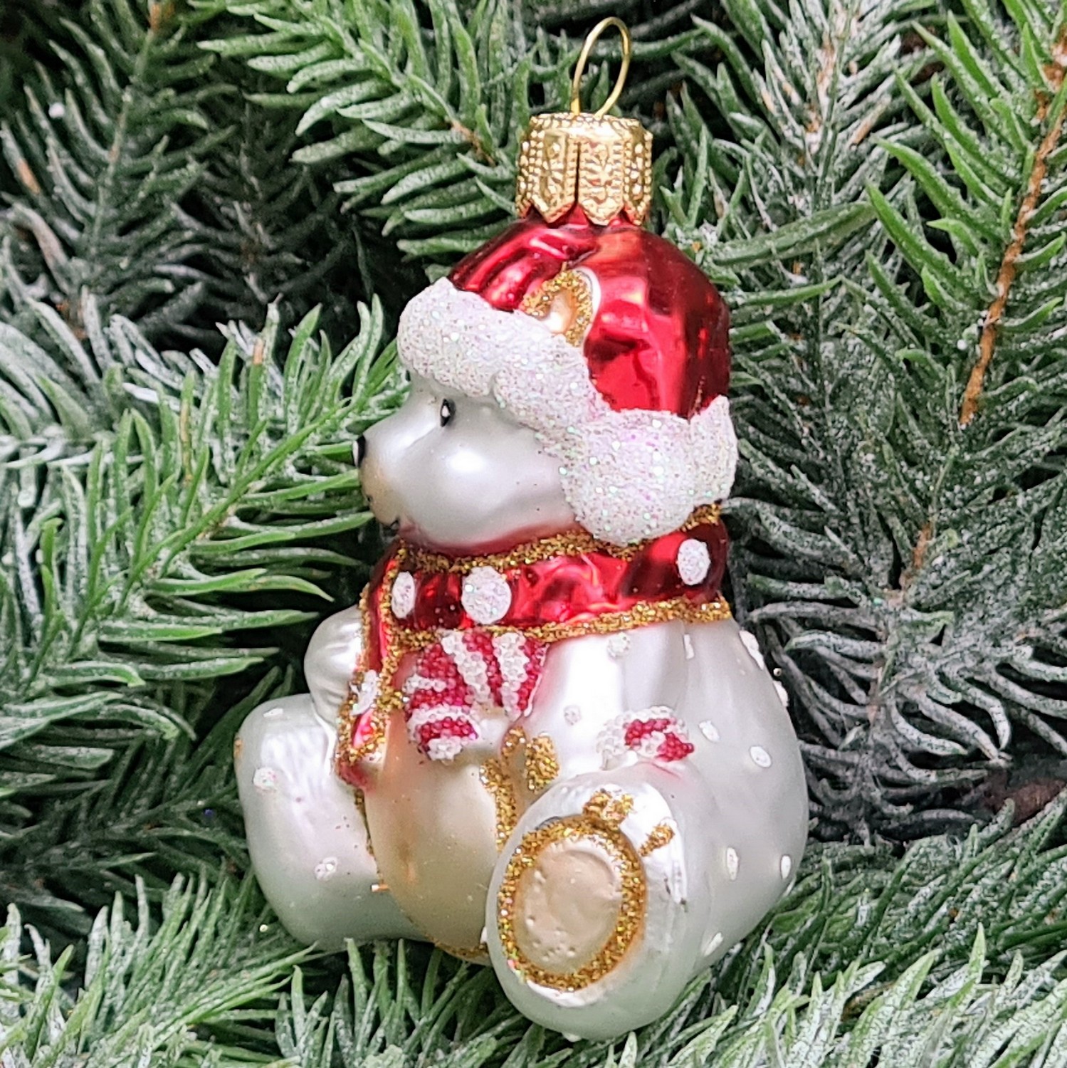 фото Стеклянная елочная игрушка Мишка Бэби