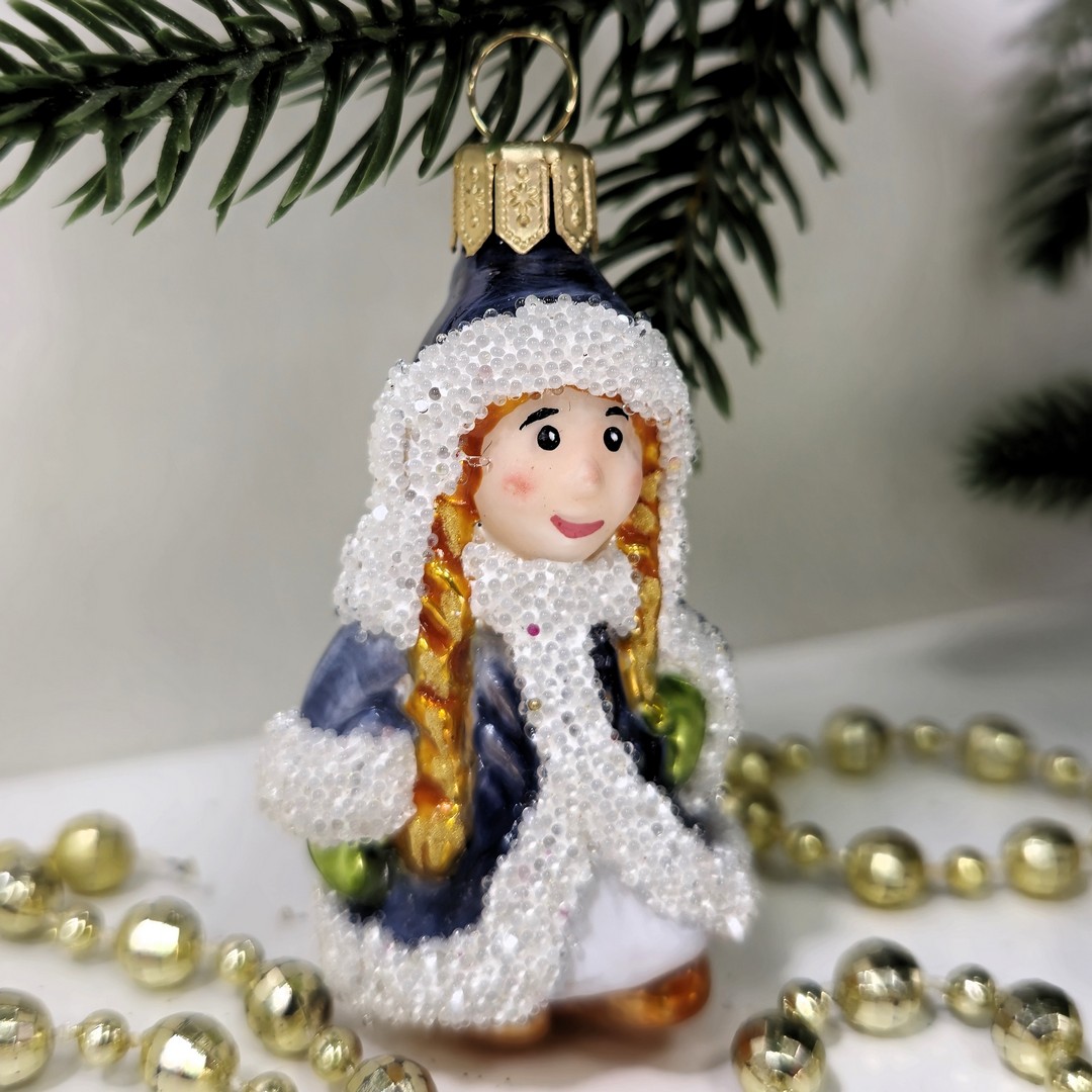 фото Стеклянная елочная игрушка Снегурочка
