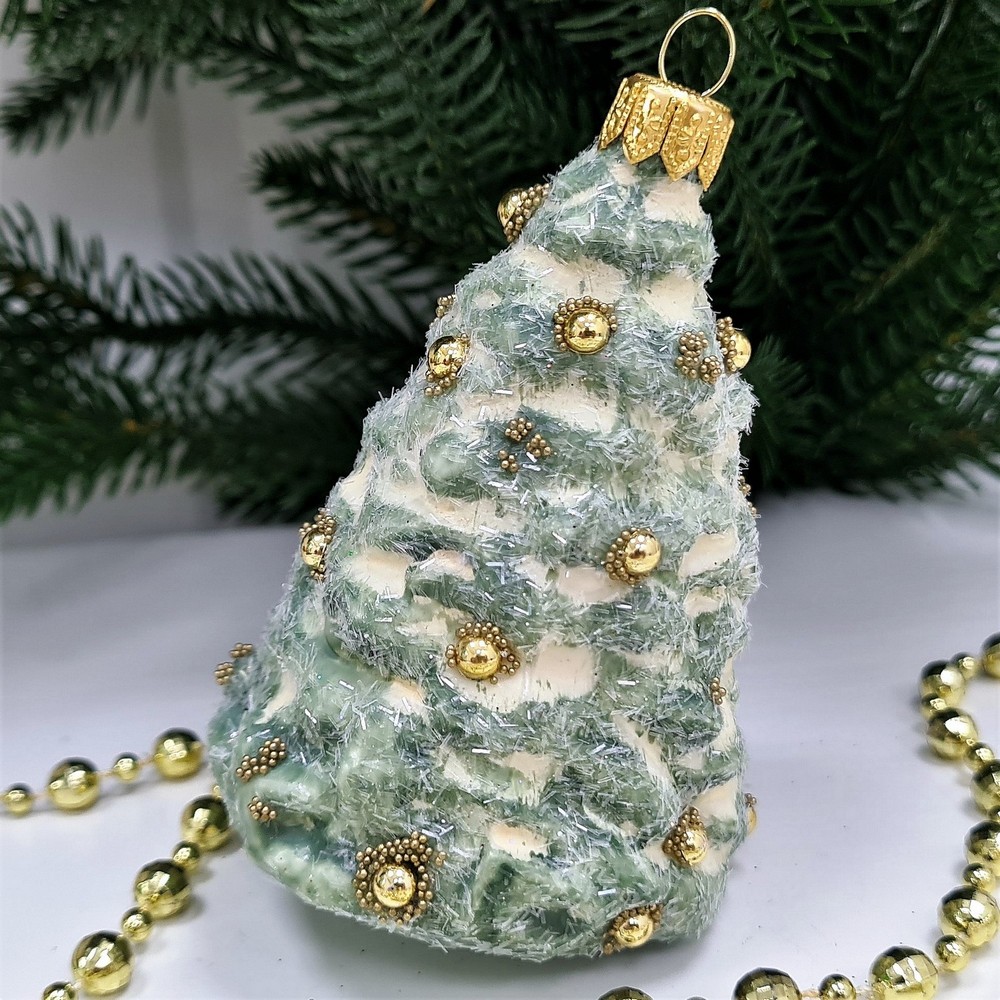 фото Стеклянная елочная игрушка Елочка винтаж