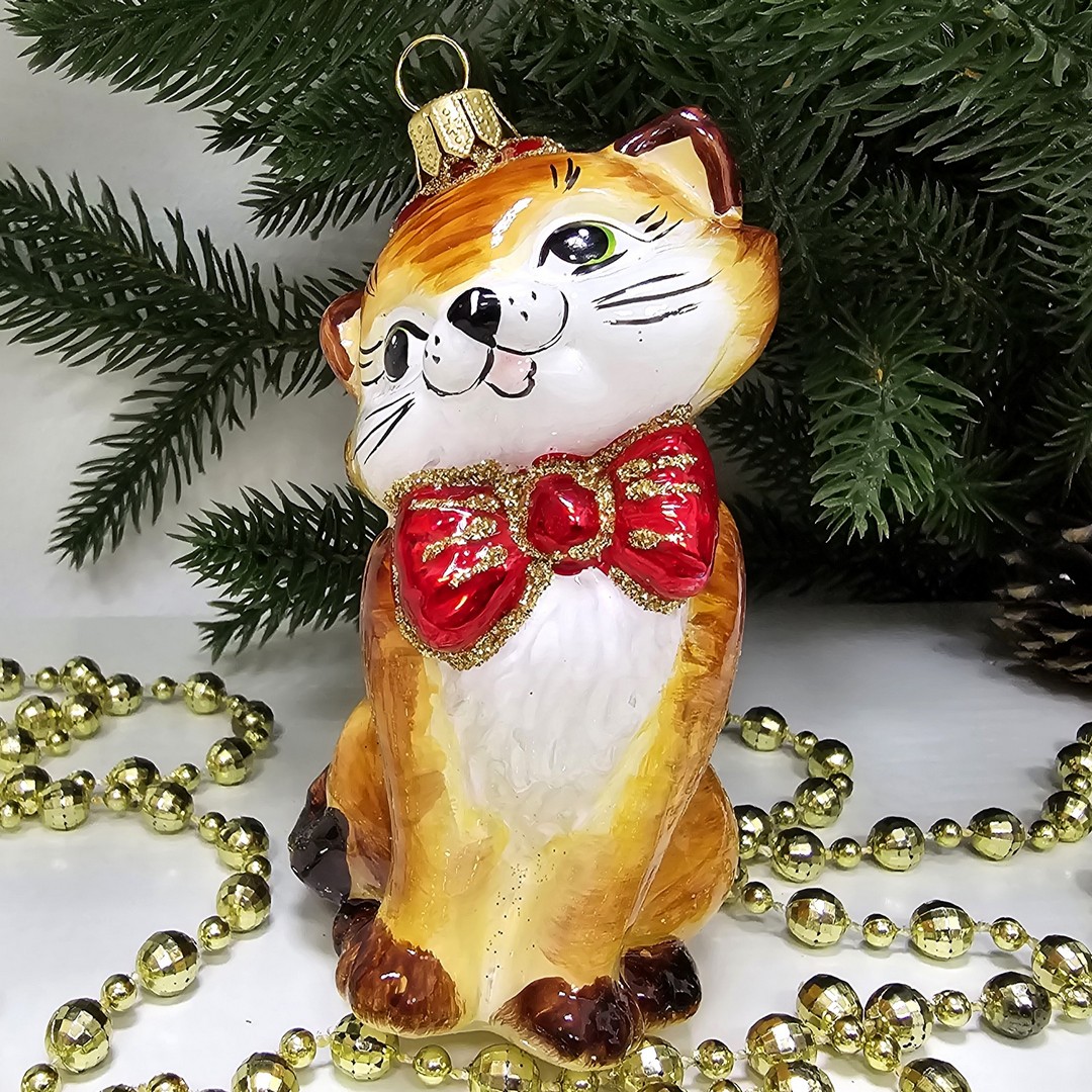 фото Стеклянная елочная игрушка Киса Мэри