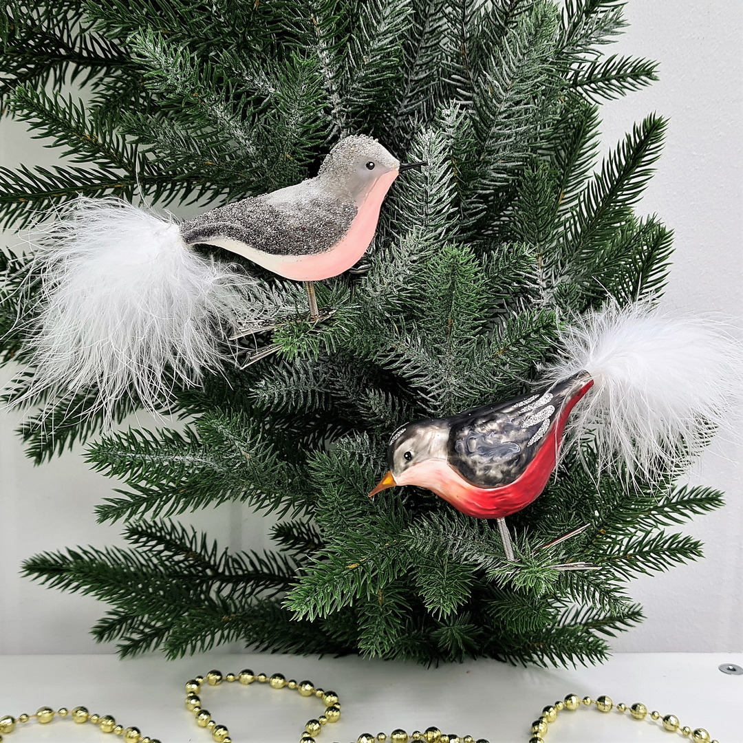 фото Набор ёлочных игрушек Два снегиря с клювиком