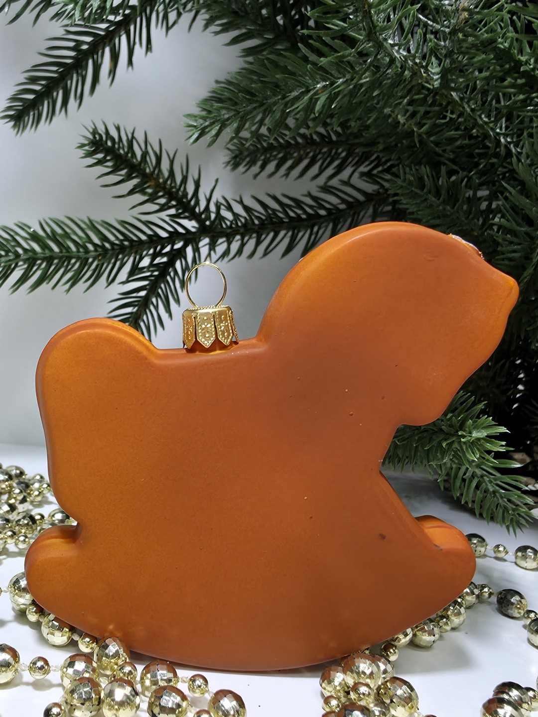 фото Стеклянная елочная игрушка Лошадка пряник