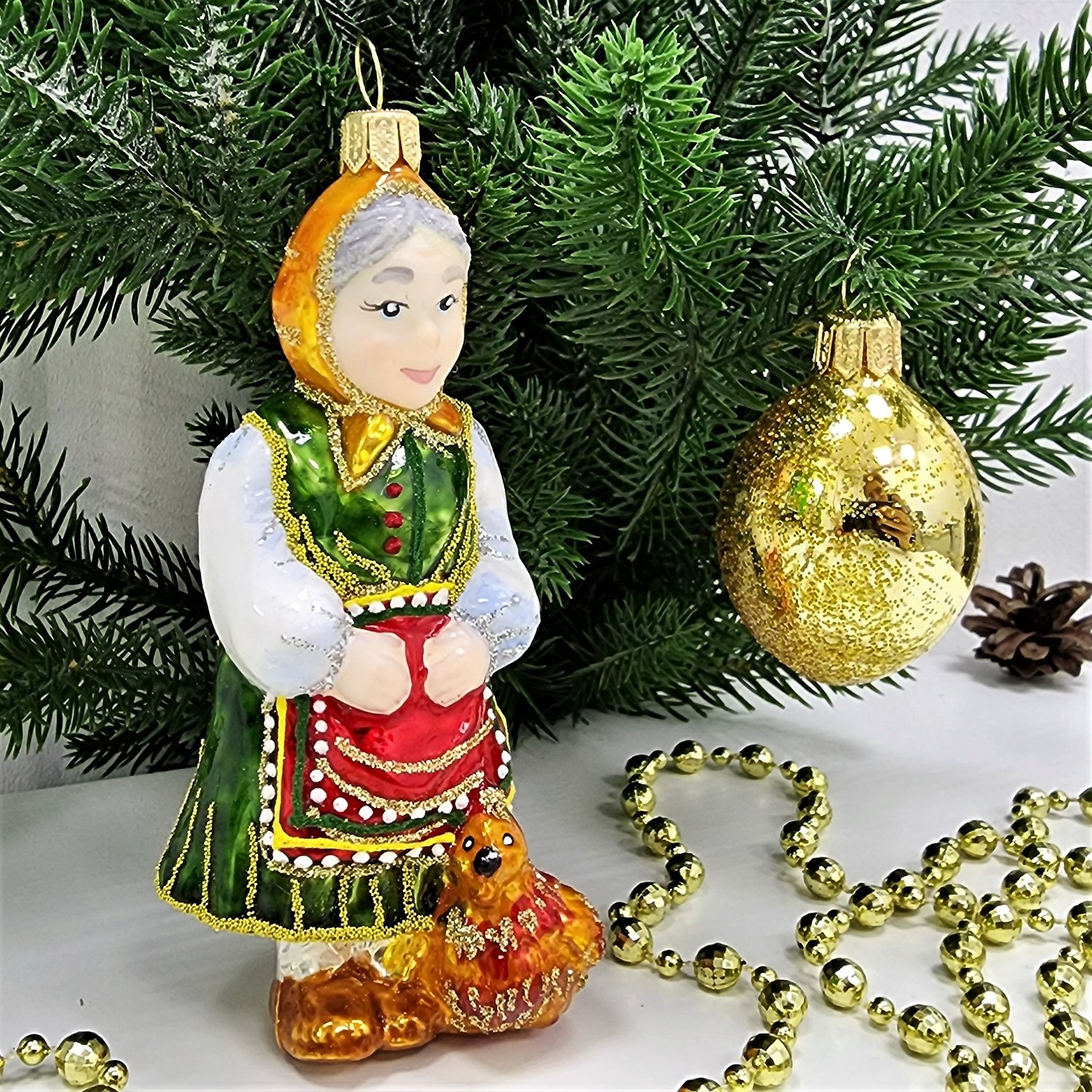 фото Набор ёлочных игрушек Бабушка с курочкой и яйцо