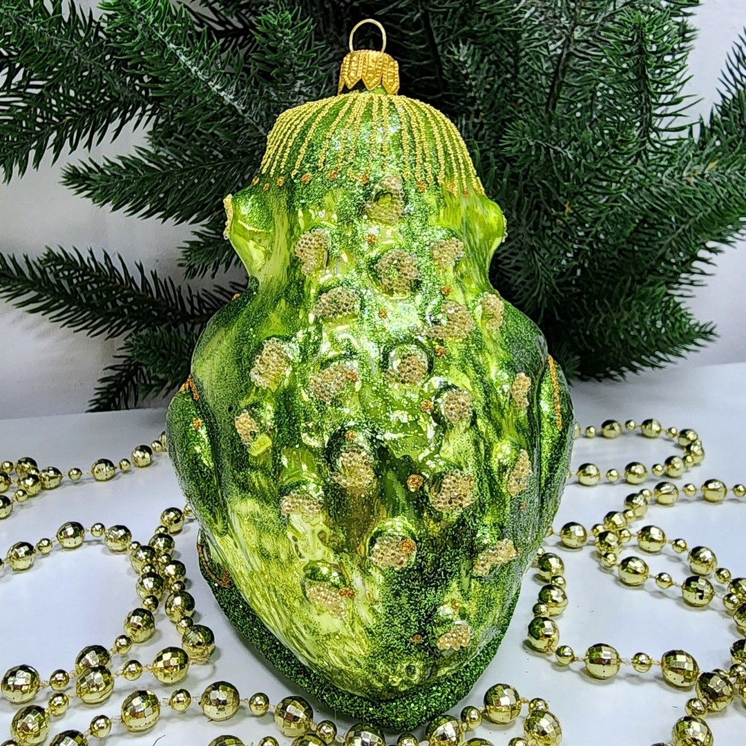 фото Стеклянная елочная игрушка Лягушка-Она