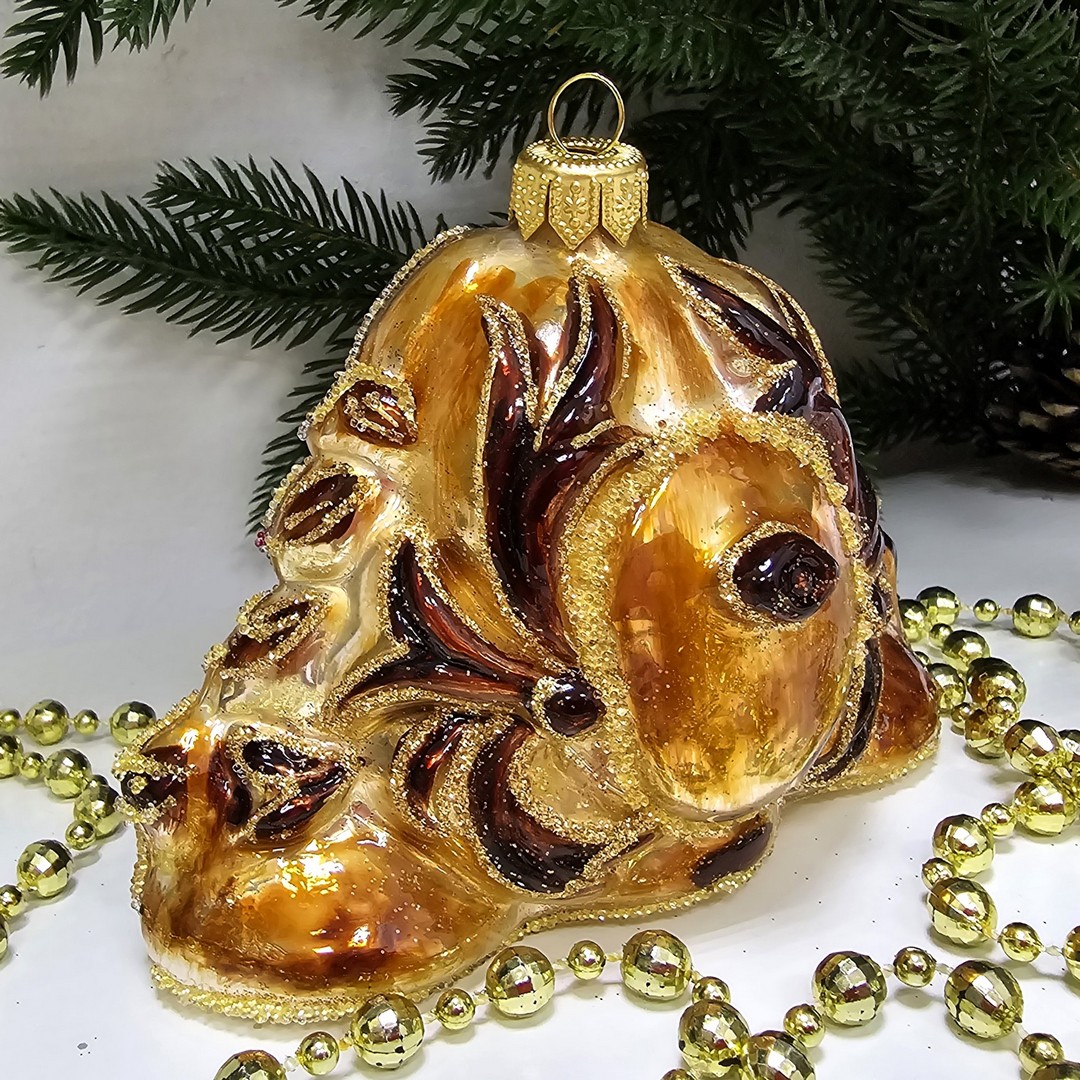 фото Стеклянная елочная игрушка Часы каминные