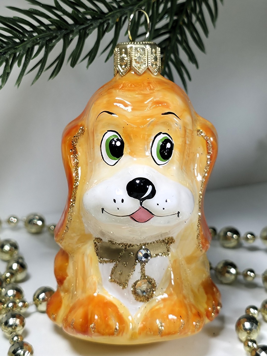 фото Стеклянная елочная игрушка Щенок