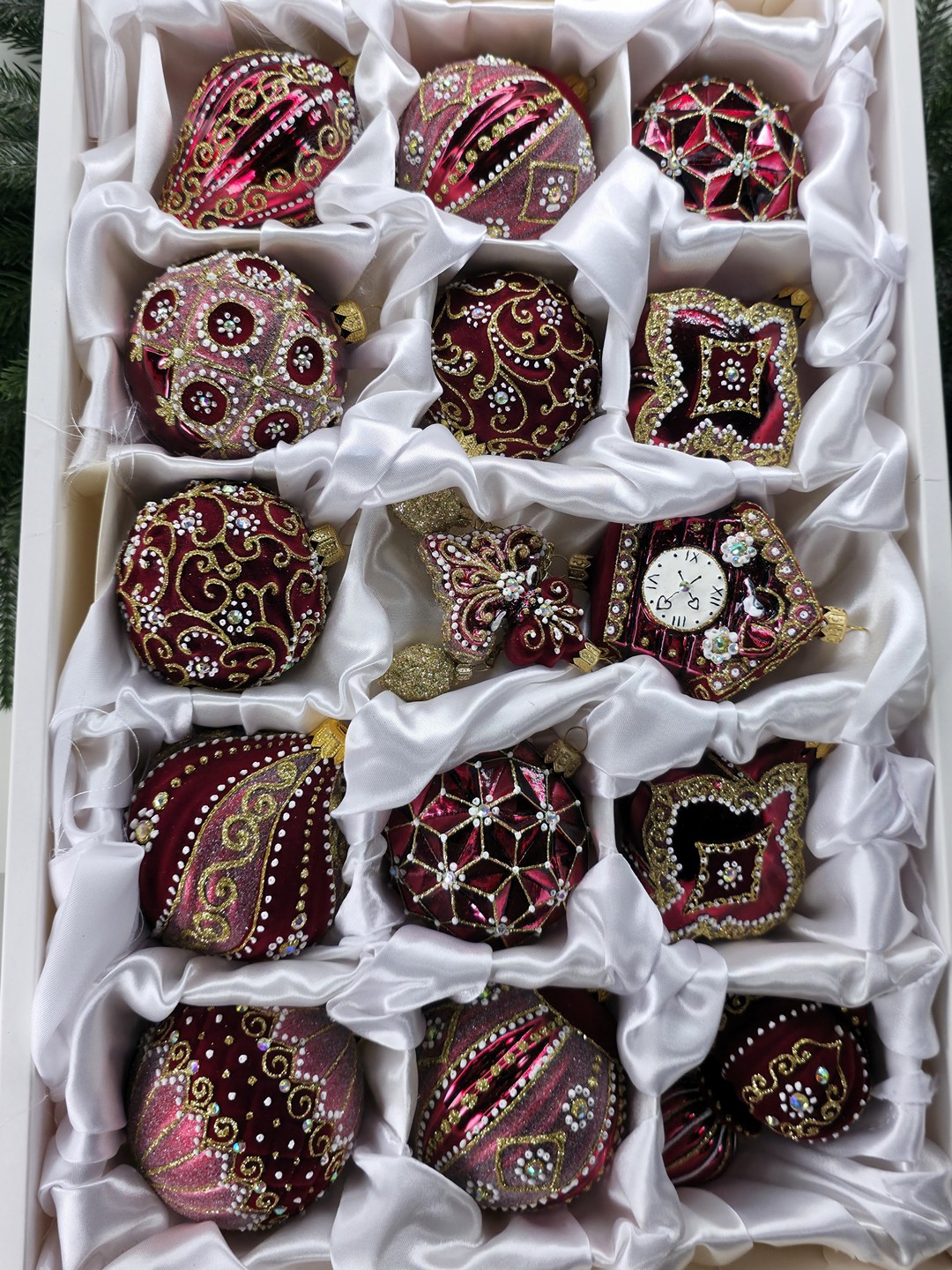 фото Набор ёлочных игрушек Бордо бархат