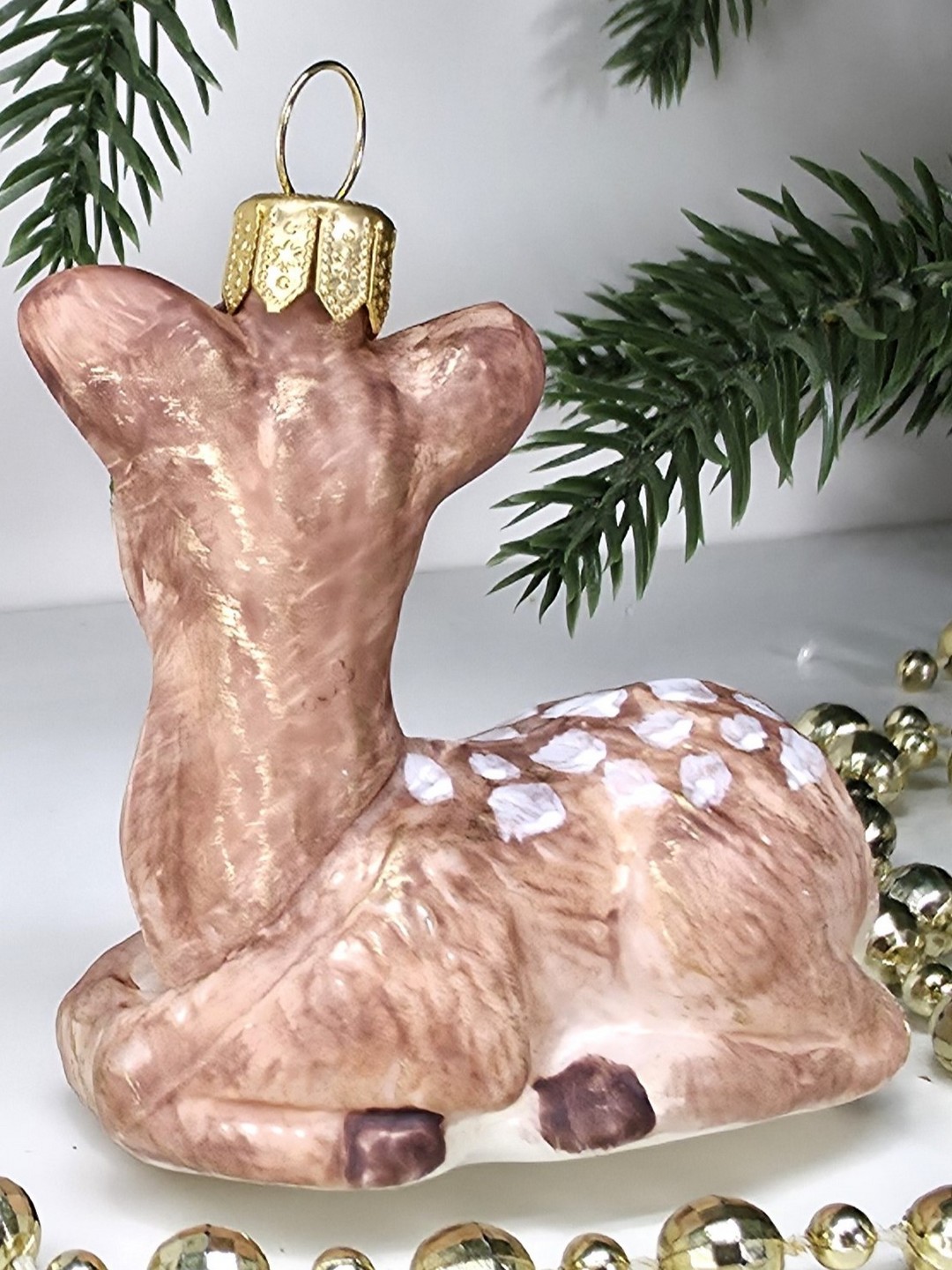 фото Стеклянная елочная игрушка Олененок винтаж