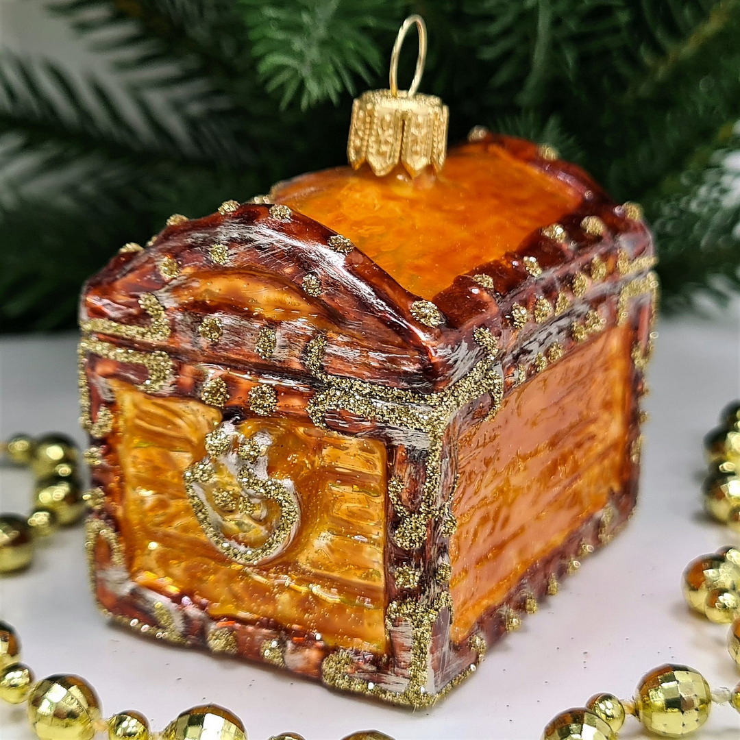 фото Стеклянная елочная игрушка Сундучок