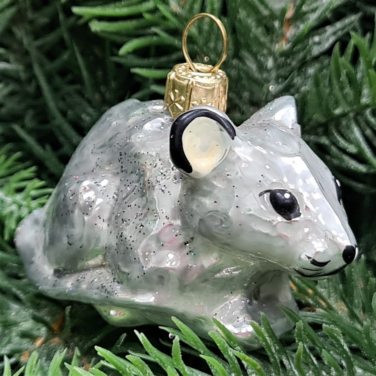 фото Стеклянная елочная игрушка Мышка малая