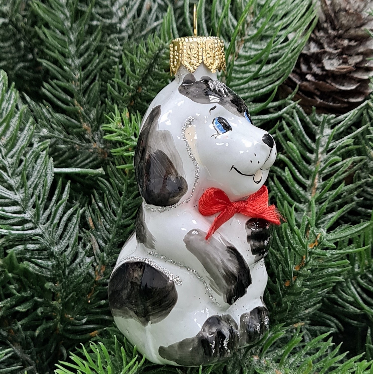 фото Стеклянная елочная игрушка Щенок