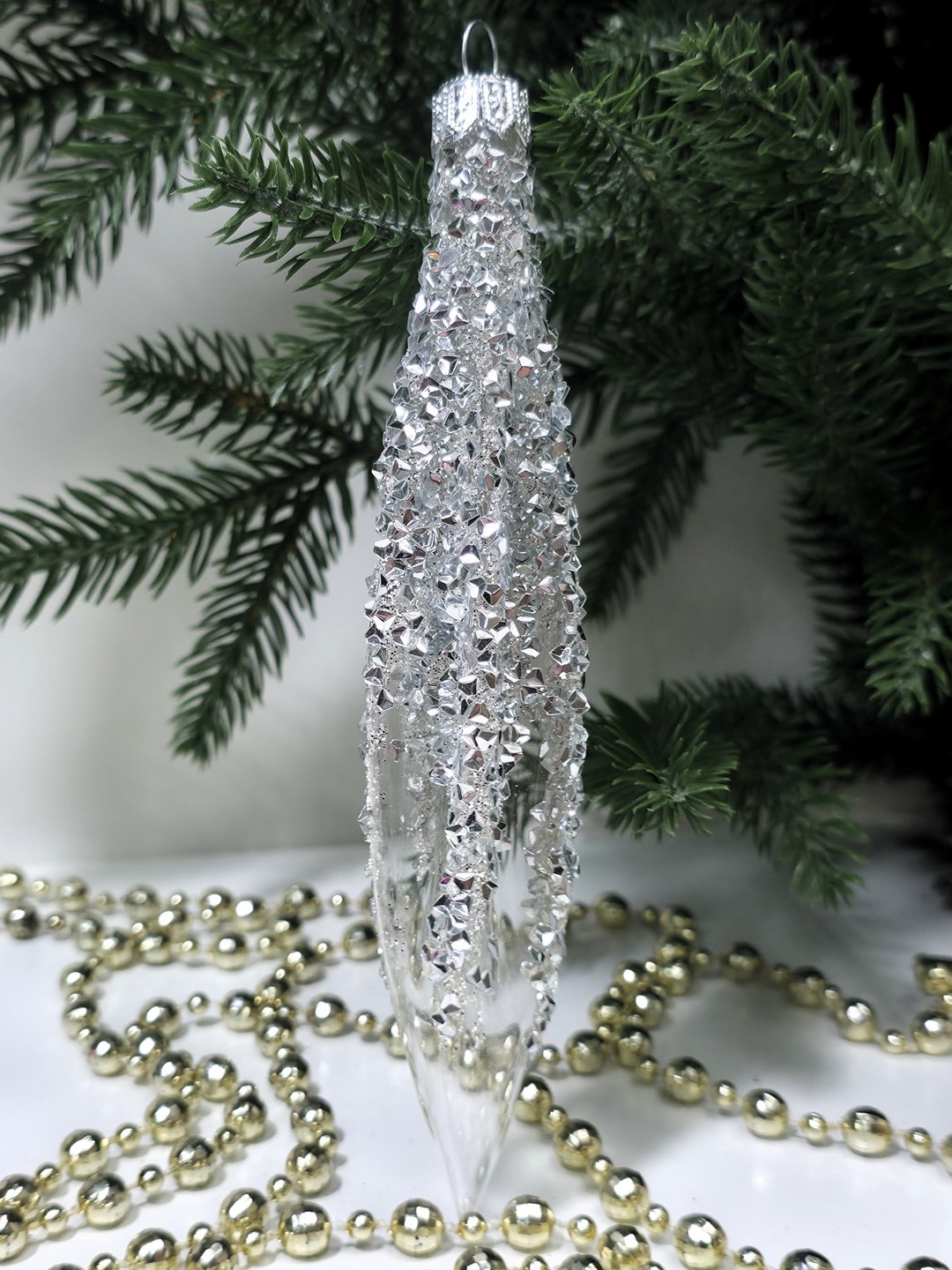 фото Стеклянная елочная игрушка Сосулька