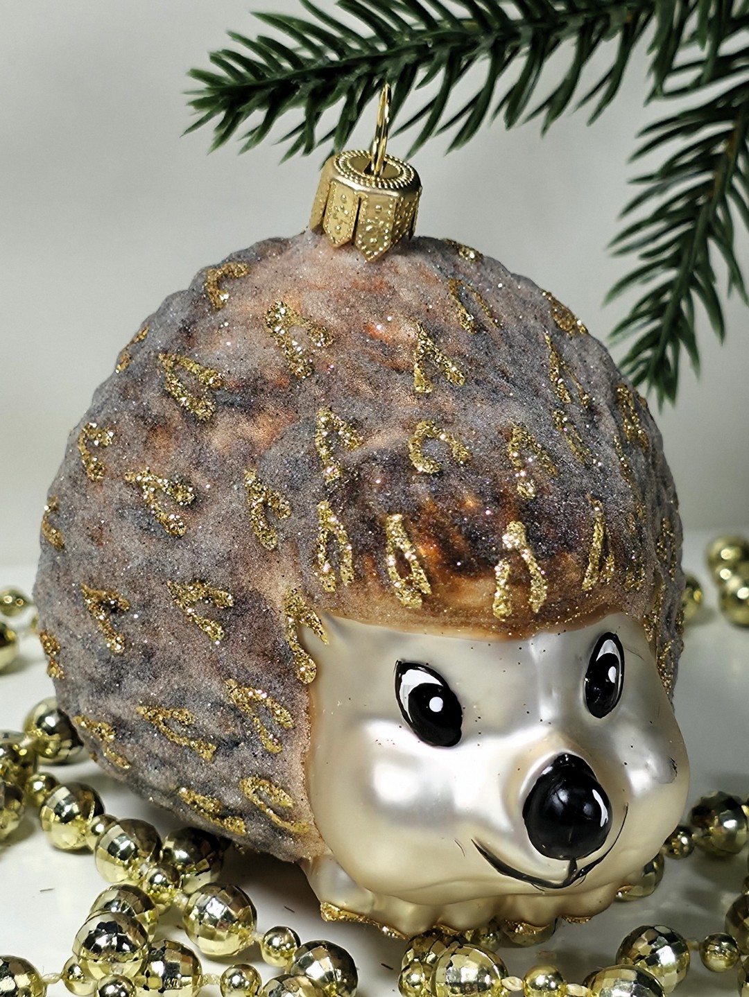 фото Стеклянная елочная игрушка Ежик лесной