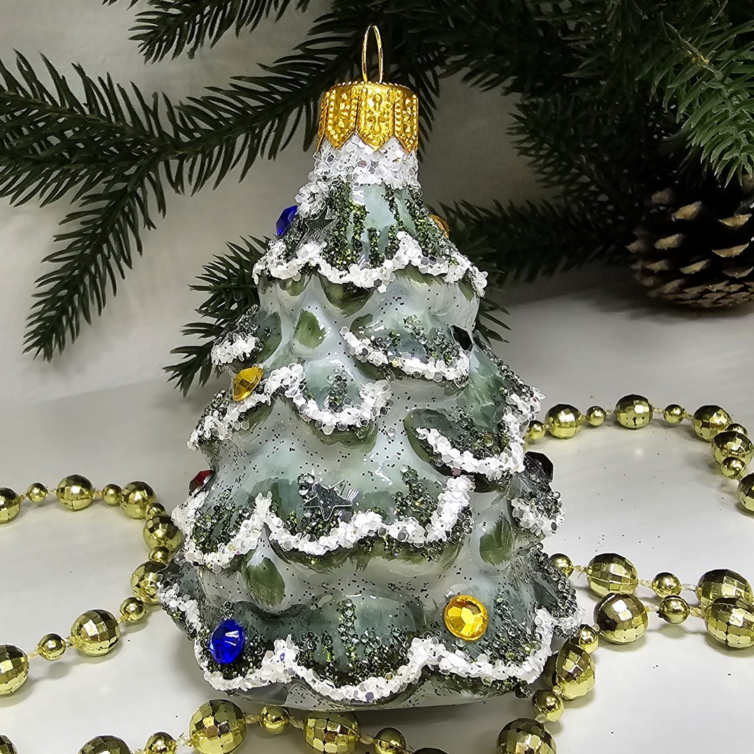 фото Стеклянная елочная игрушка Ёлочка