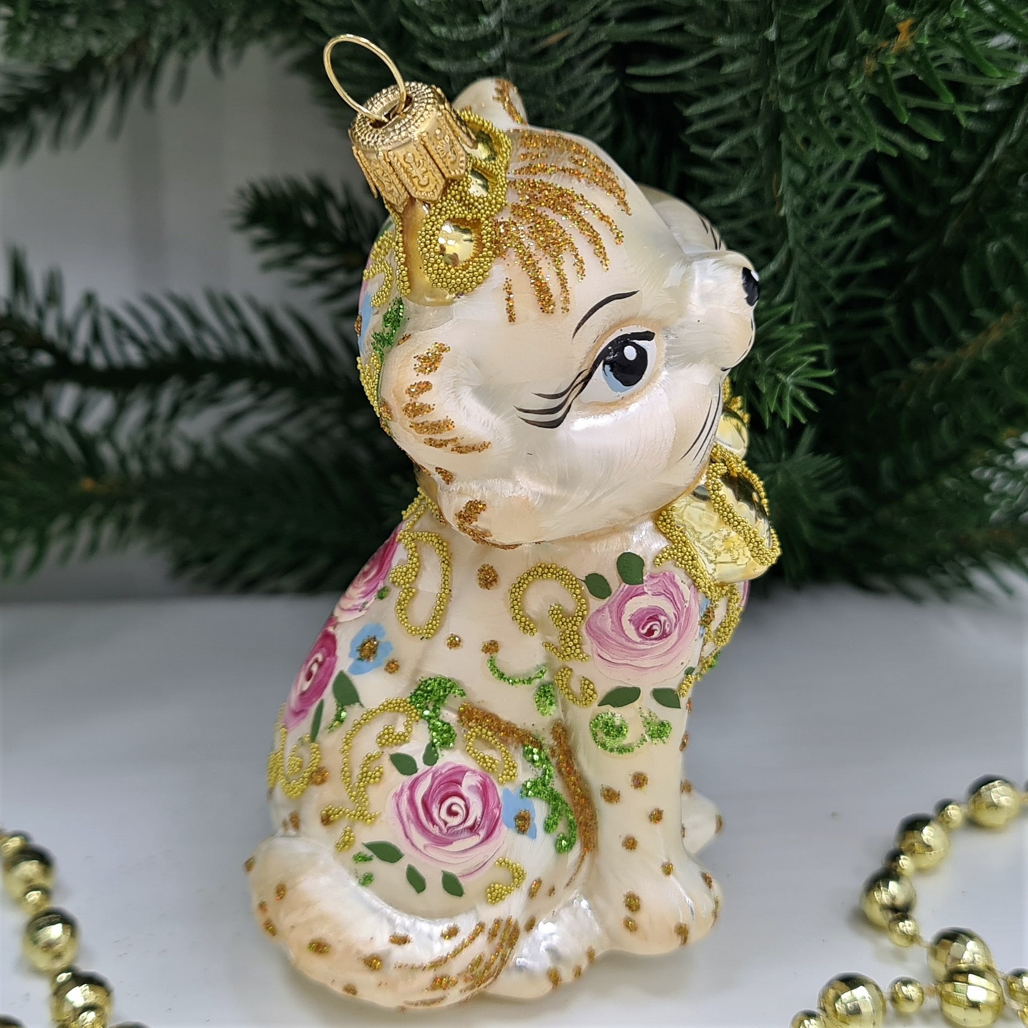 фото Стеклянная елочная игрушка Киса Мэри Версаль