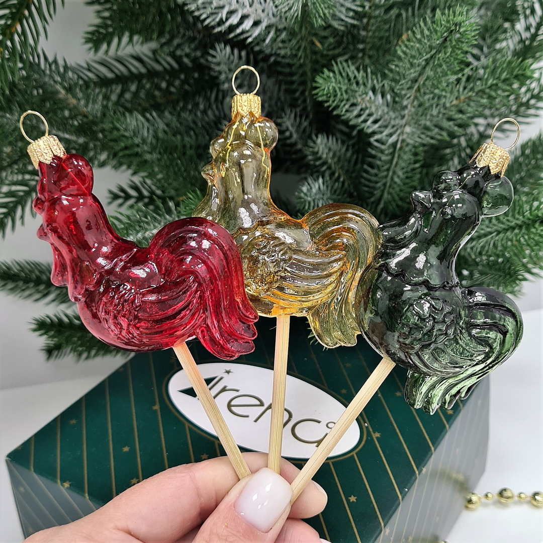 фото Набор ёлочных игрушек Петушки на палочке