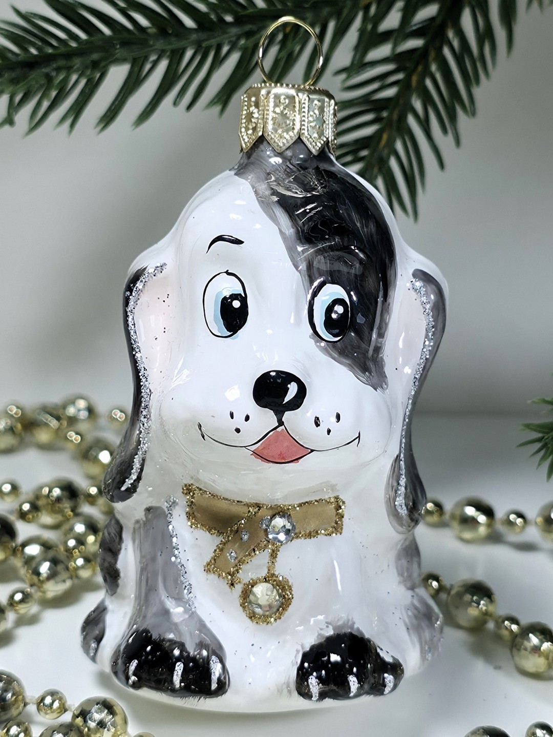 фото Стеклянная елочная игрушка Щенок