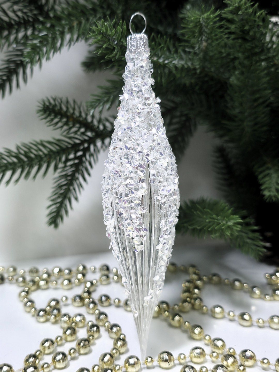 фото Стеклянная елочная игрушка Сосулька