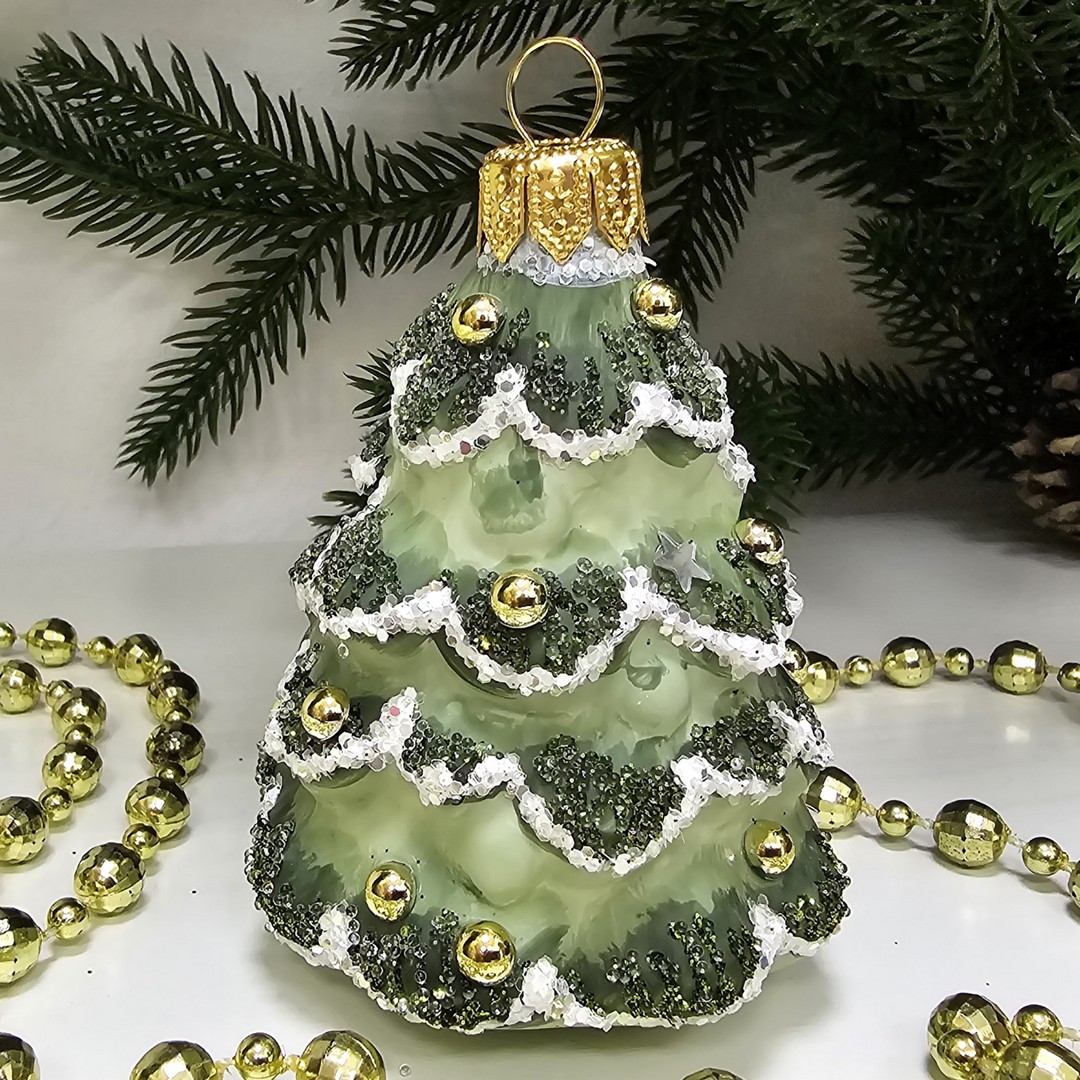 фото Стеклянная елочная игрушка Ёлочка