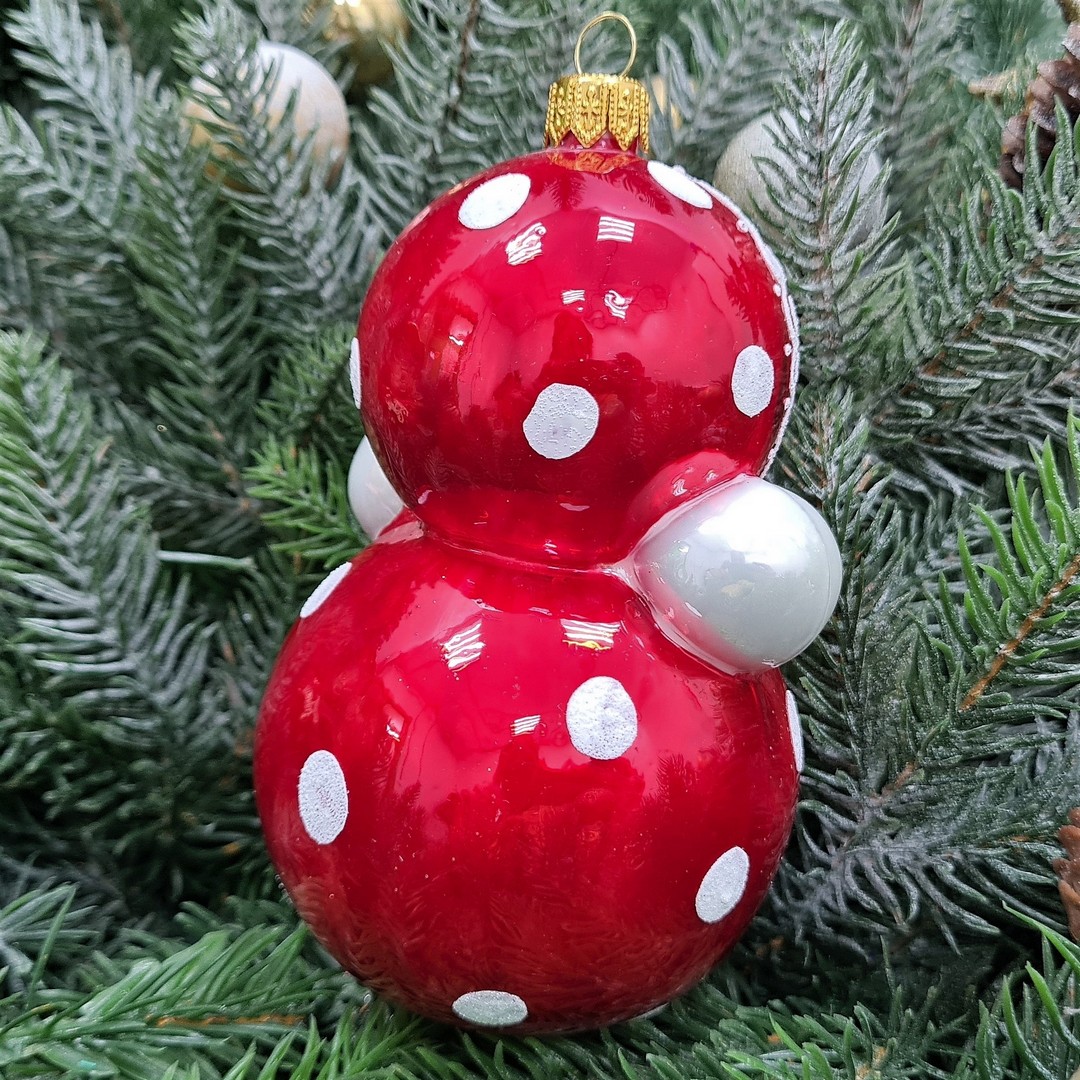 фото Стеклянная елочная игрушка Матрешка-неваляшка