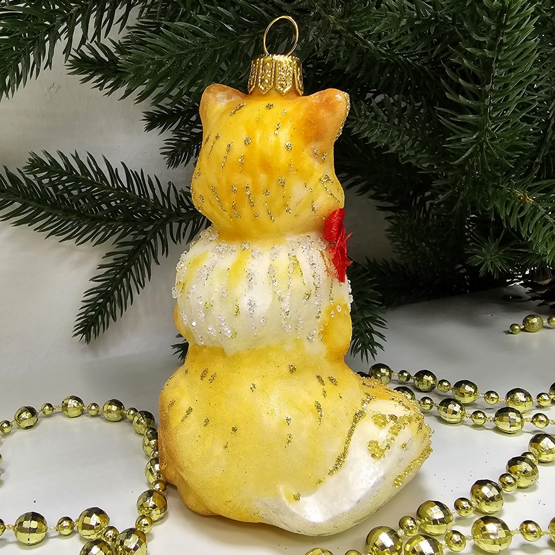 фото Стеклянная елочная игрушка Лисичка на хвостике сахар