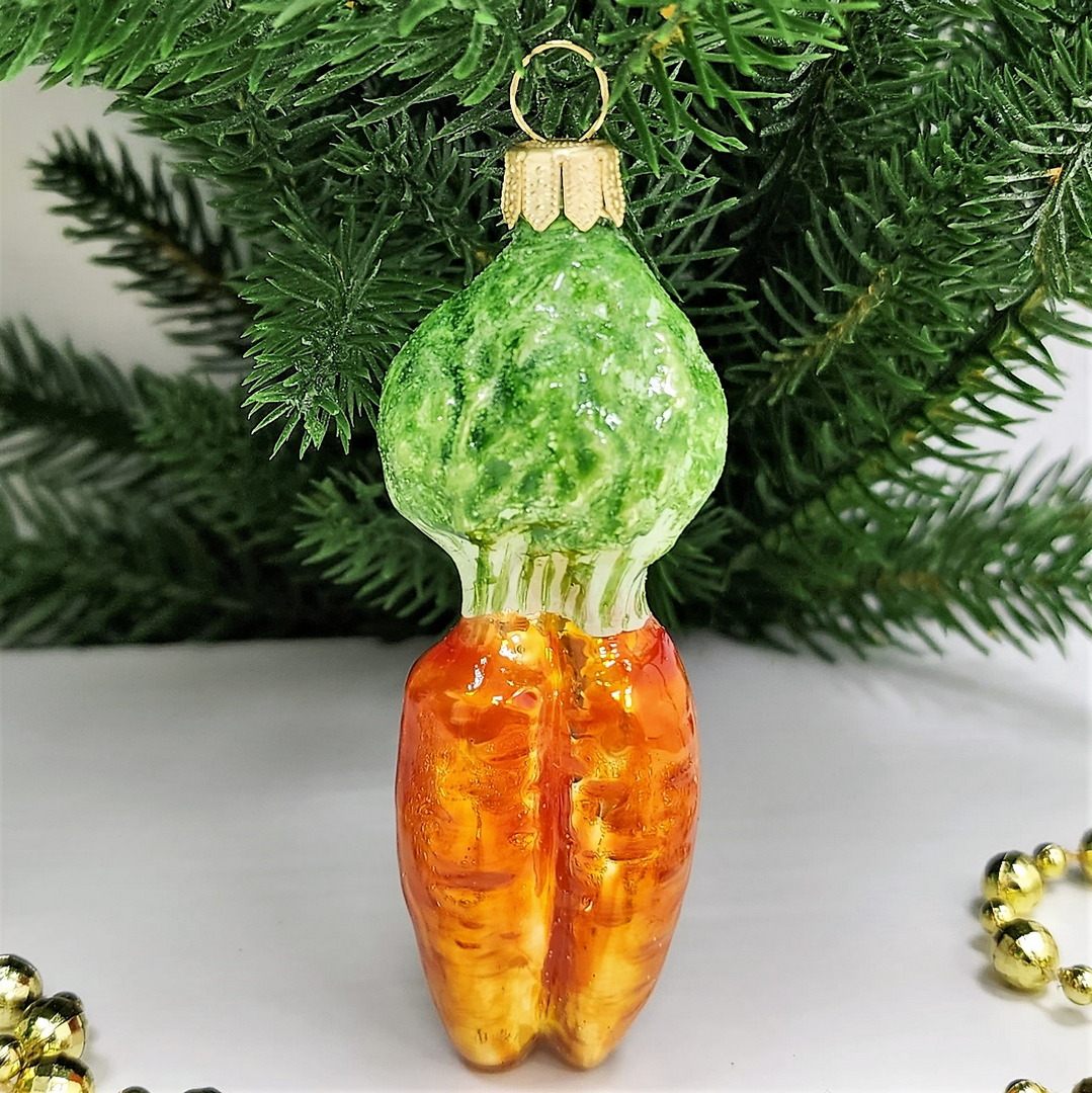 фото Стеклянная елочная игрушка Морковь