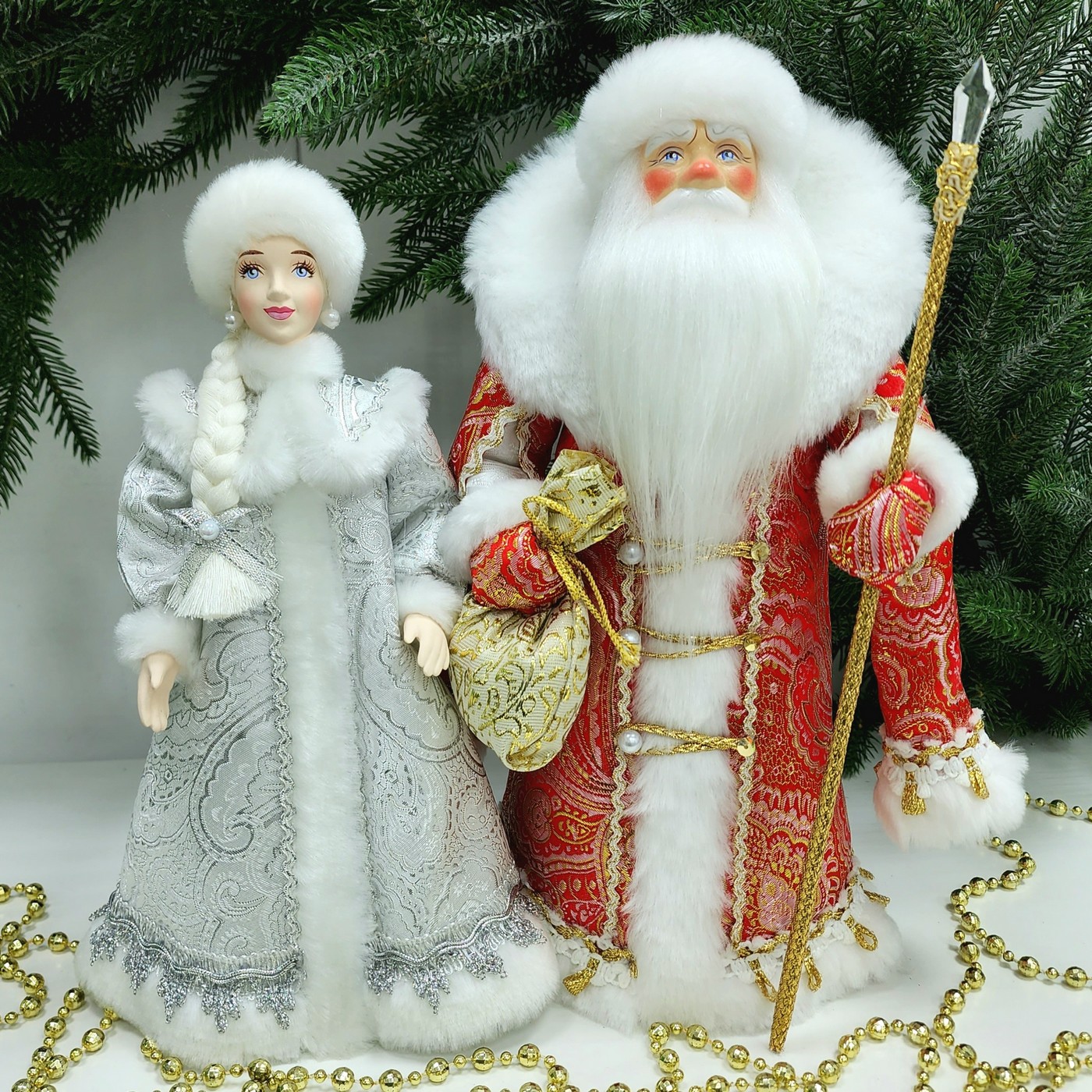 фото Набор Дед Мороз 34 см и Снегурочка 29 см №121