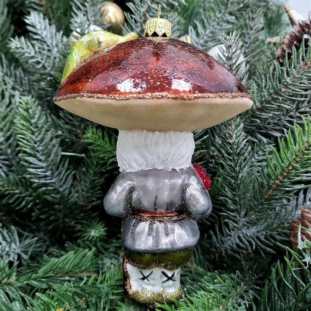 фото Стеклянная елочная игрушка Гриб Боровик