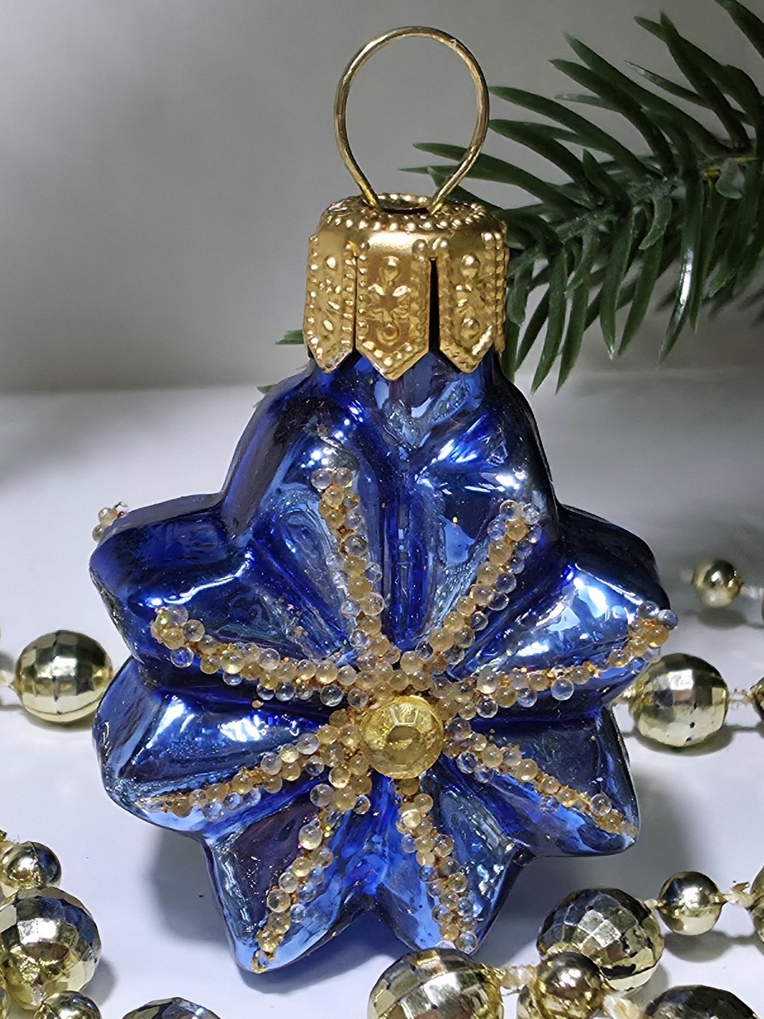 фото Стеклянная елочная игрушка Звездочка