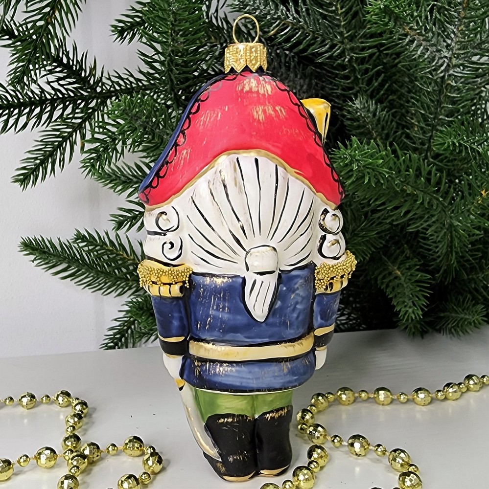 фото Стеклянная елочная игрушка Щелкунчик винтаж синий