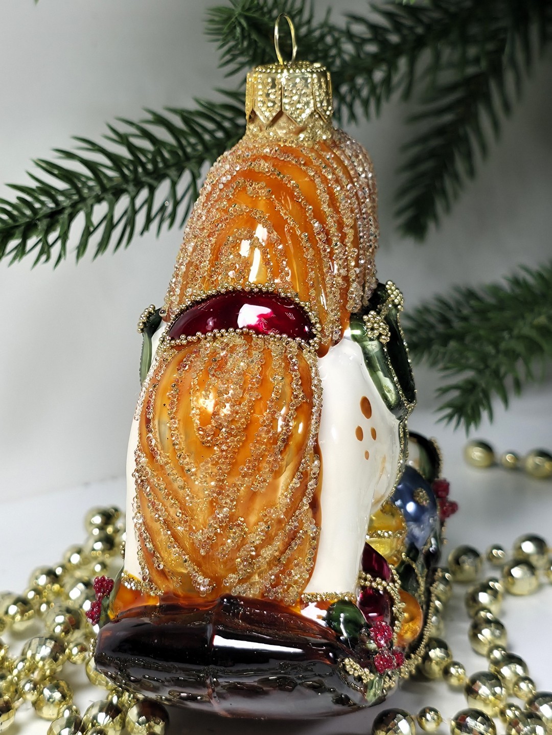 фото Стеклянная елочная игрушка Лошадка качалка