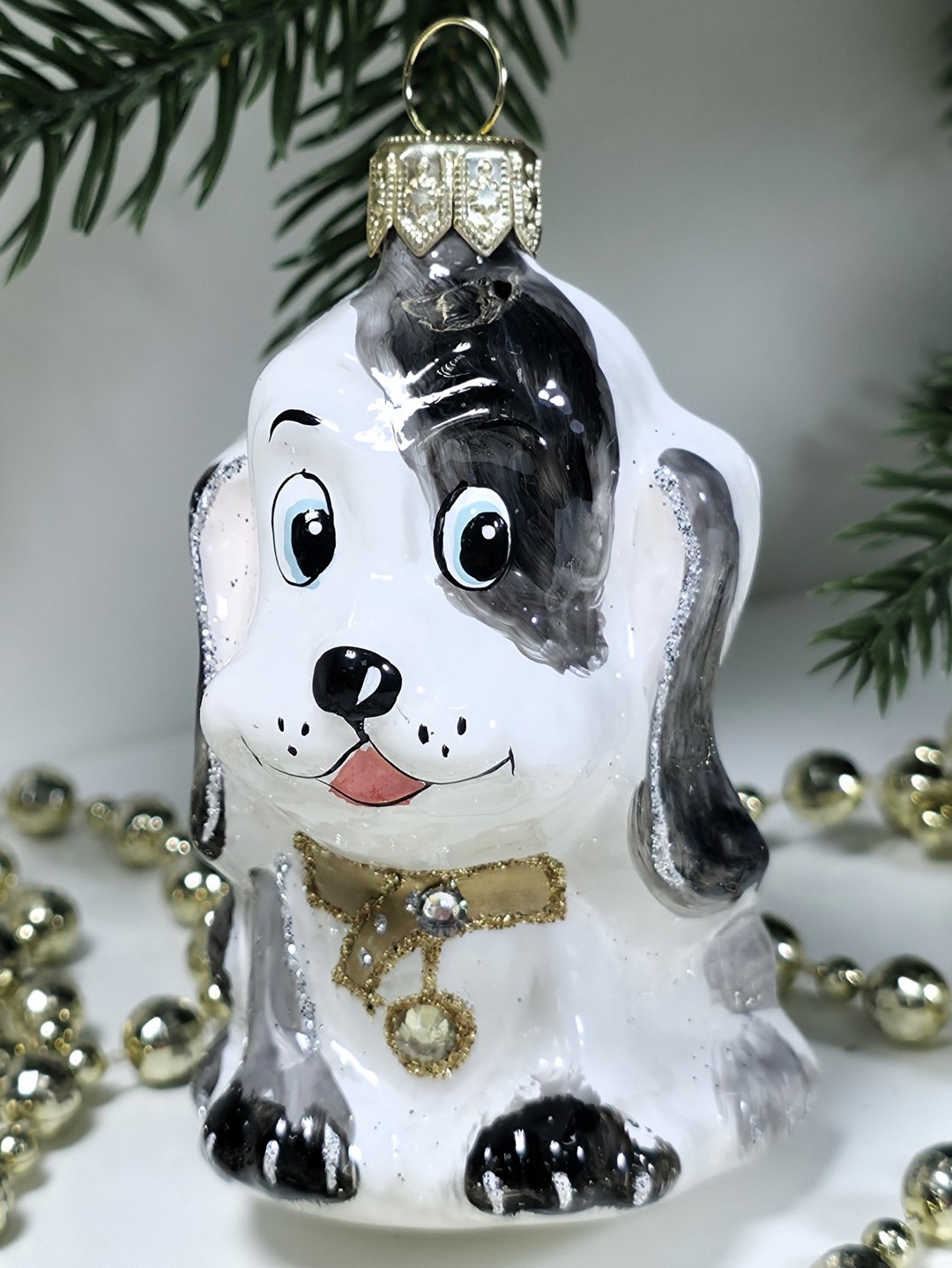 фото Стеклянная елочная игрушка Щенок