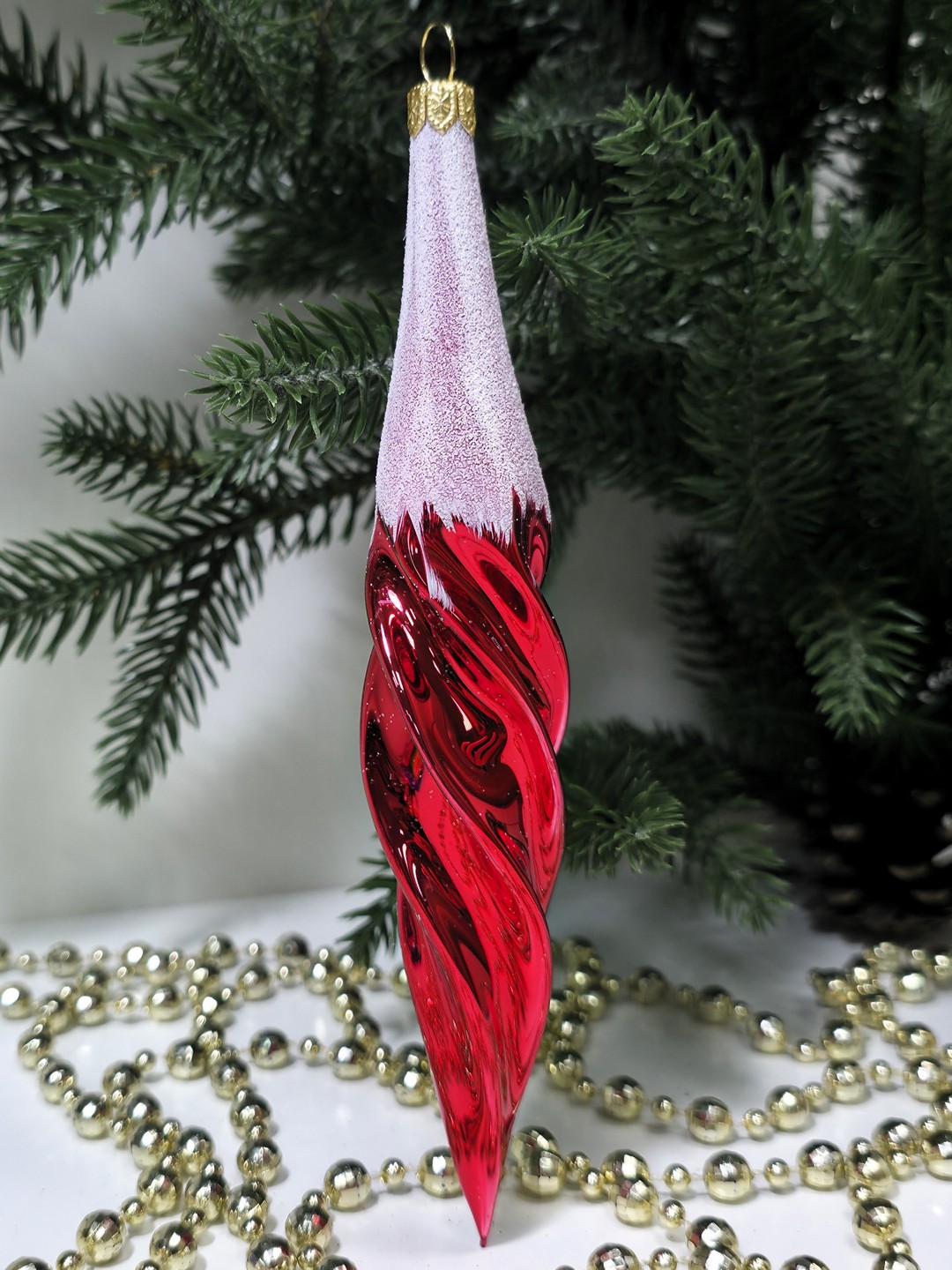 фото Стеклянная елочная игрушка Сосулька