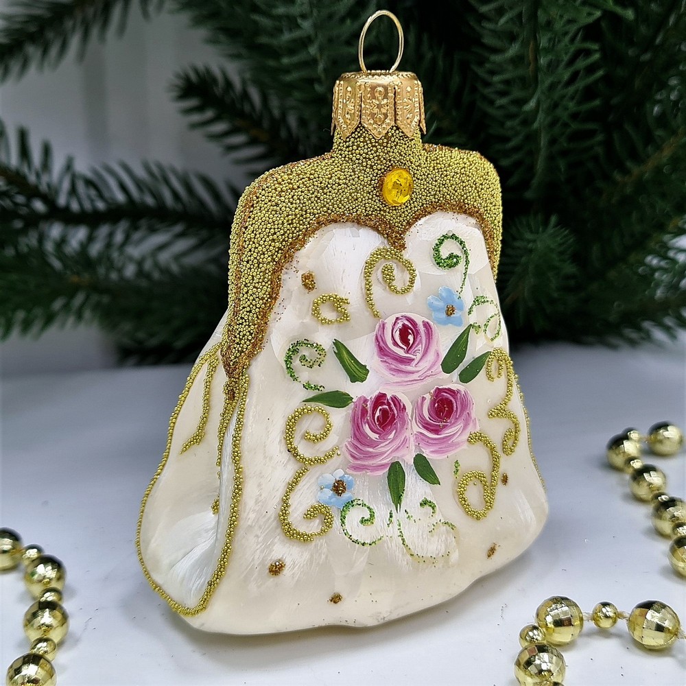 фото Стеклянная елочная игрушка Сумочка Версаль малая