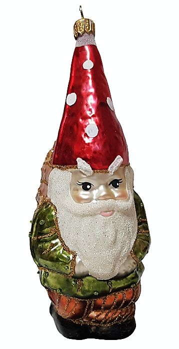 фото Стеклянная елочная игрушка Гном лесовичок