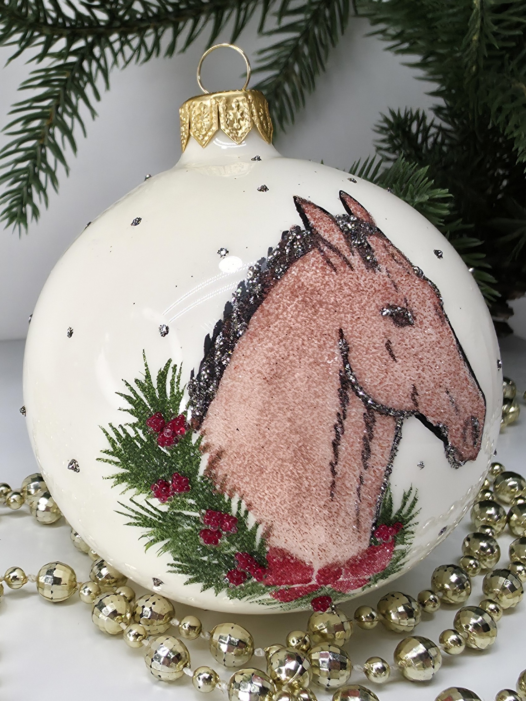 фото Стеклянный ёлочный шар Irena-Co 80 мм №132