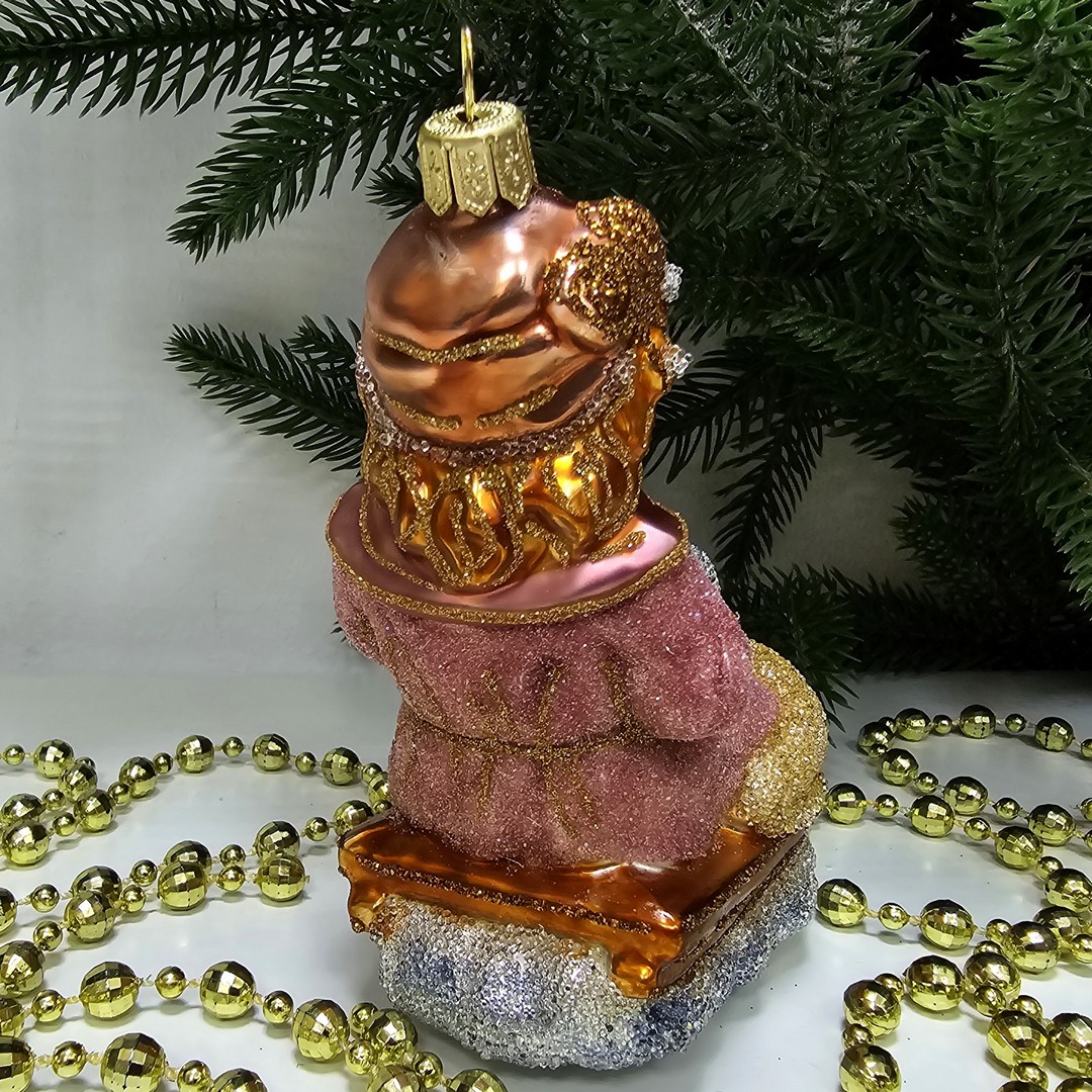 фото Стеклянная елочная игрушка Девочка на санях сахар